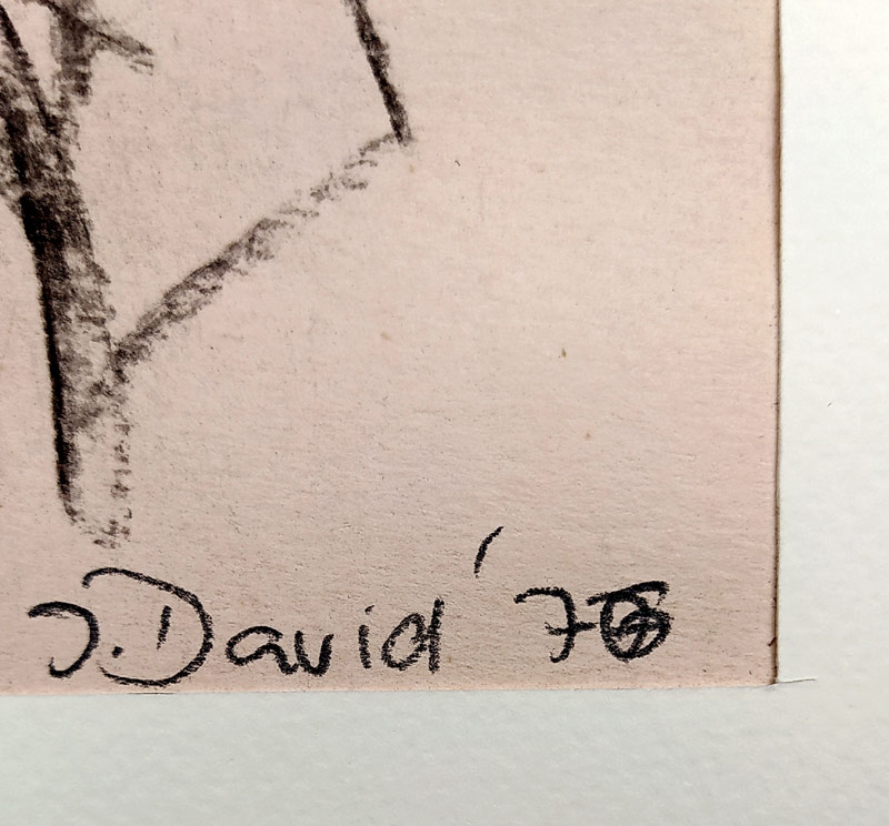 David Jiří – Zdena, sedící akt, kresba uhlem, 1976