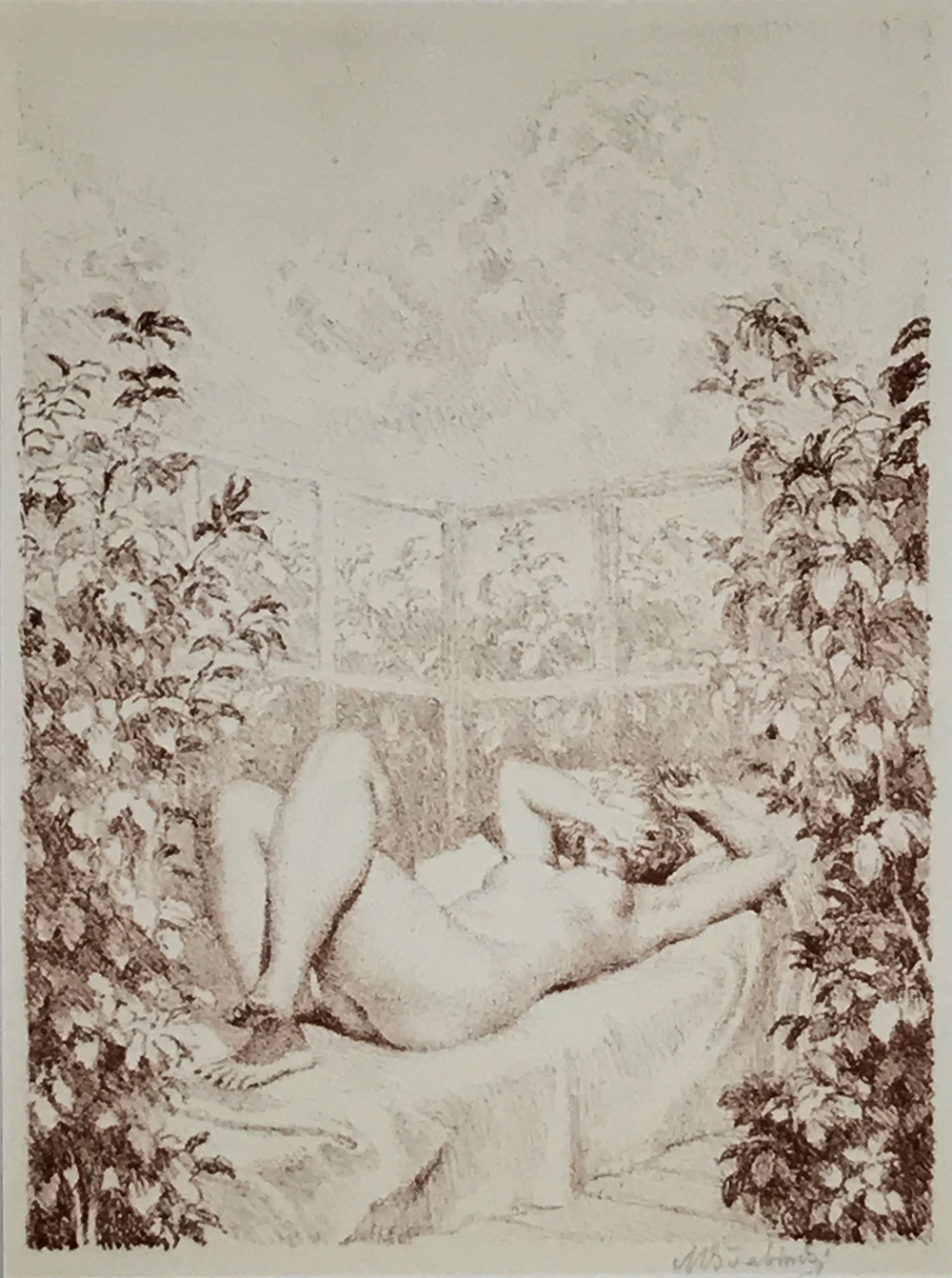 Švabinský Max – Opalující se nahá žena I, původní litografie, 1943