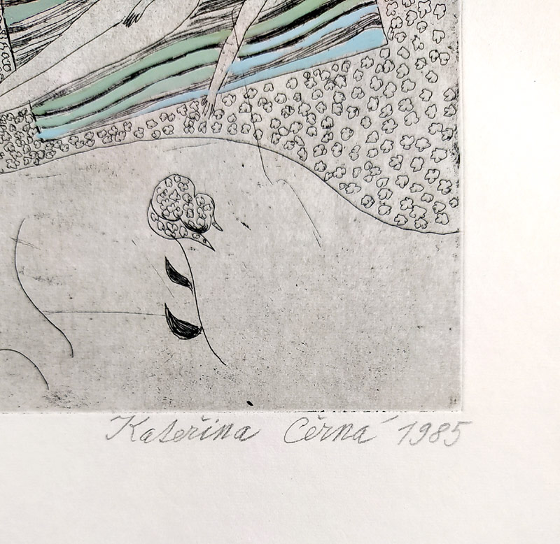 Černá Kateřina – Velký strom, kolorovaný lept, číslováno 15/40, 1985