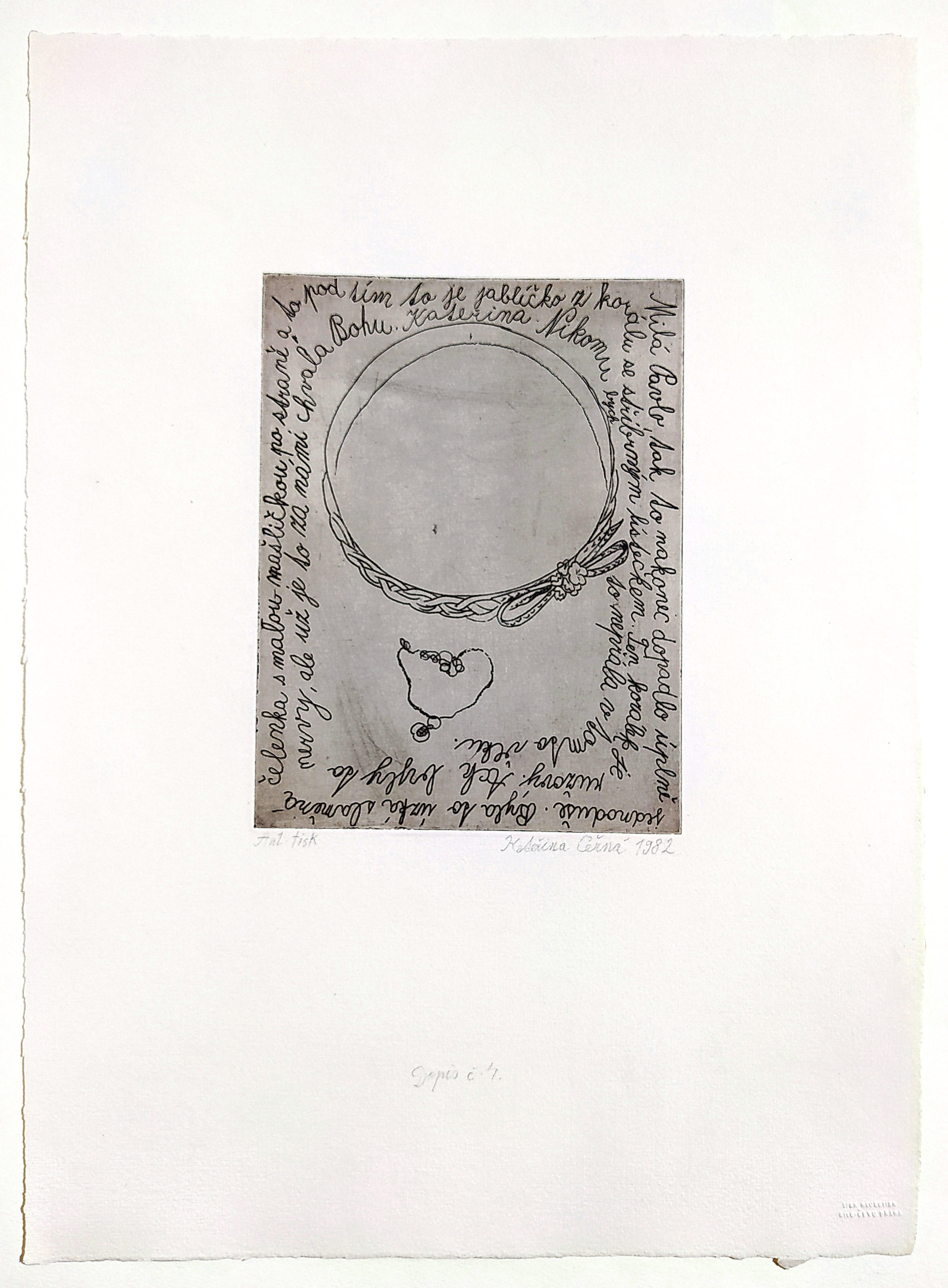 Černá Kateřina – Dopis č. 4, lept, autorský tisk, 1982