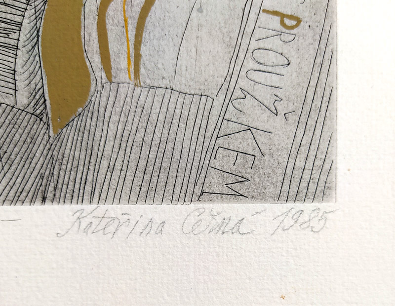 Černá Kateřina – Elegantní šedý, kombinovaná technika, č. 8/20, 1985