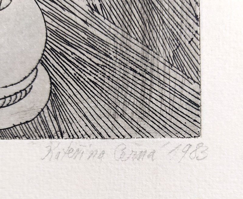 Černá Kateřina – Frézie, lept, číslováno 7/30, 1983