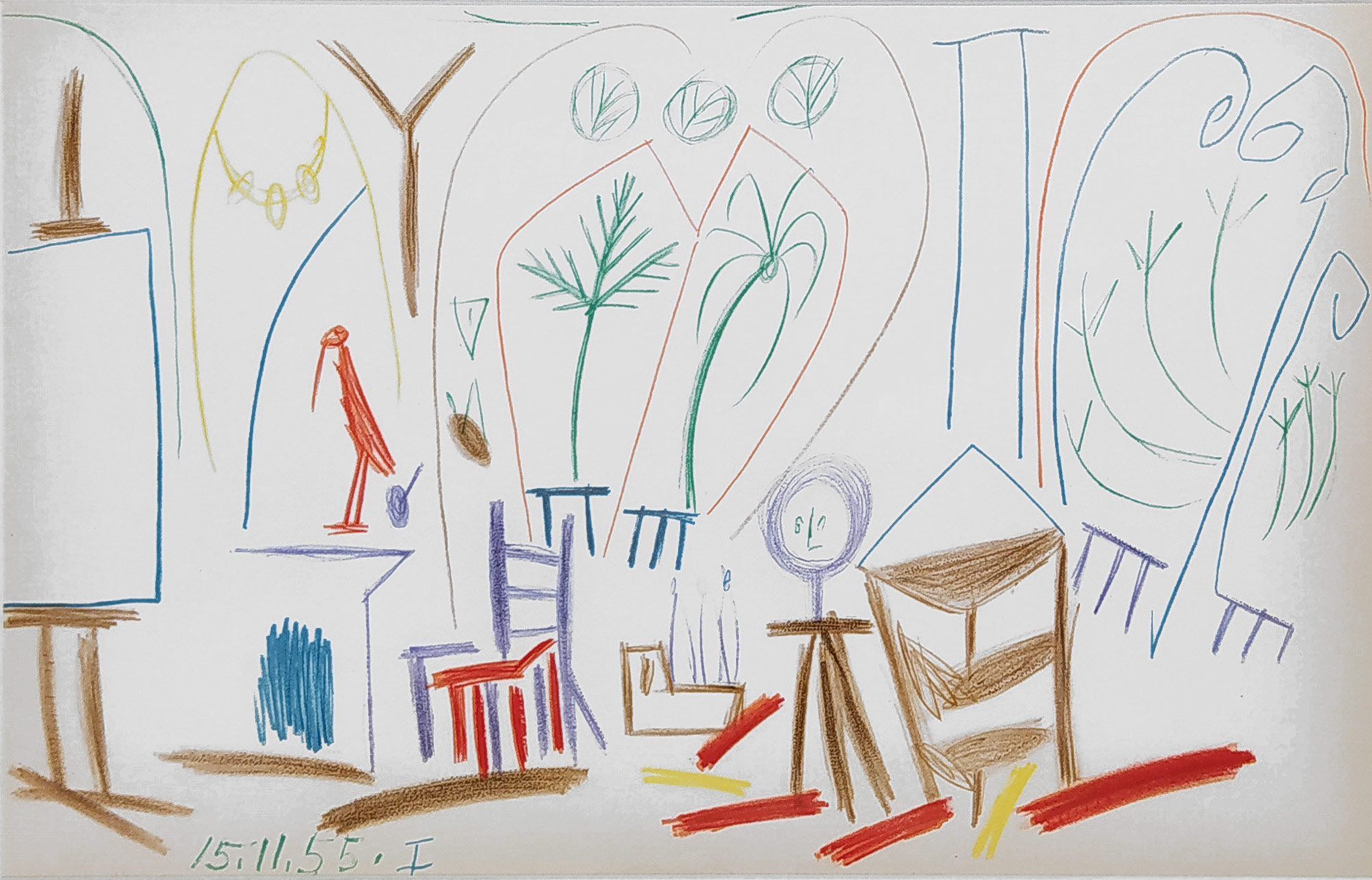 Picasso Pablo – Atelier „La Californie“, Cannes 15. 11. 1955, barevná litografie, 1955