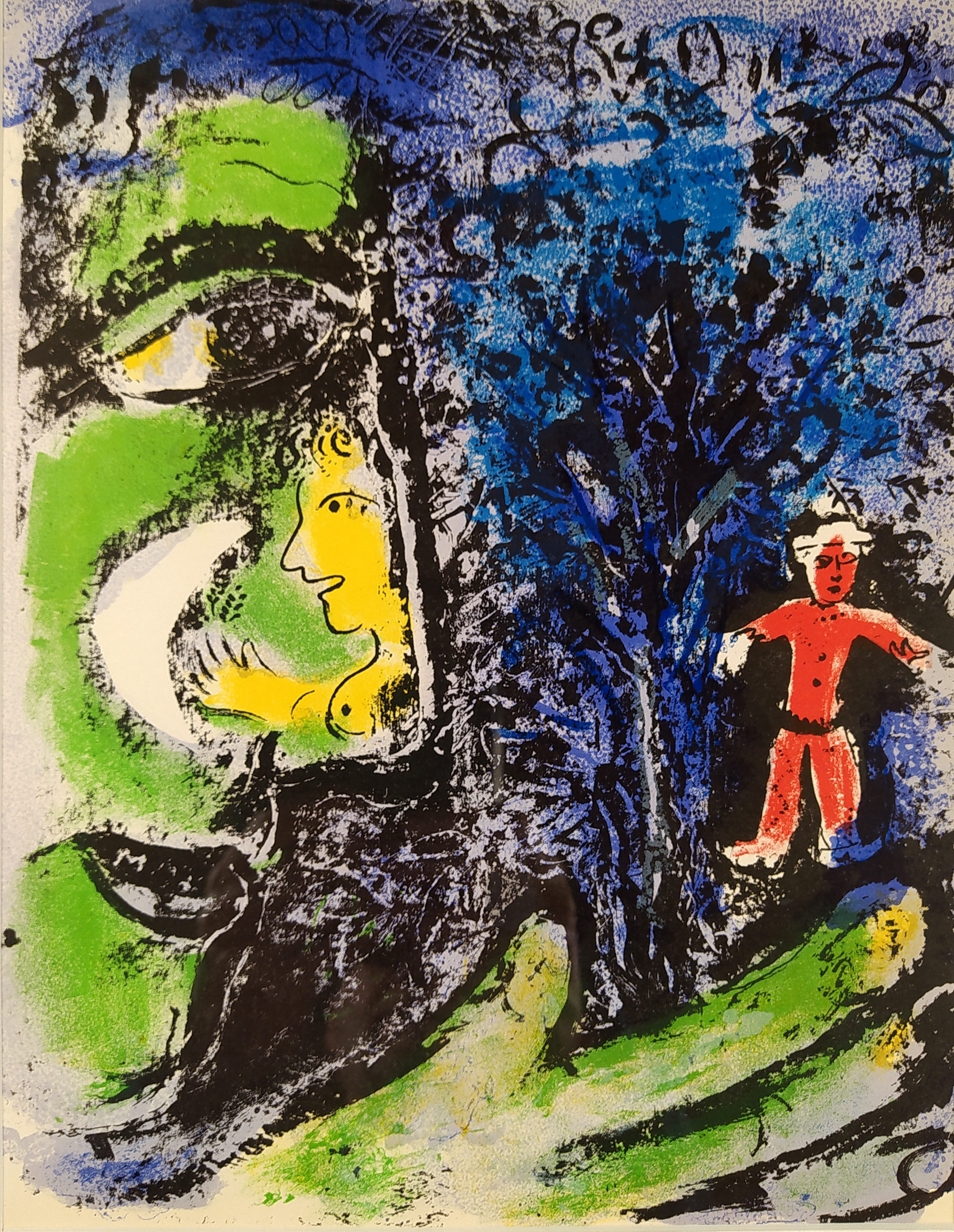 Chagall Marc – Le Profil et l´Enfant Rouge, původní barevná litografie, č. soupisu 284, 1960