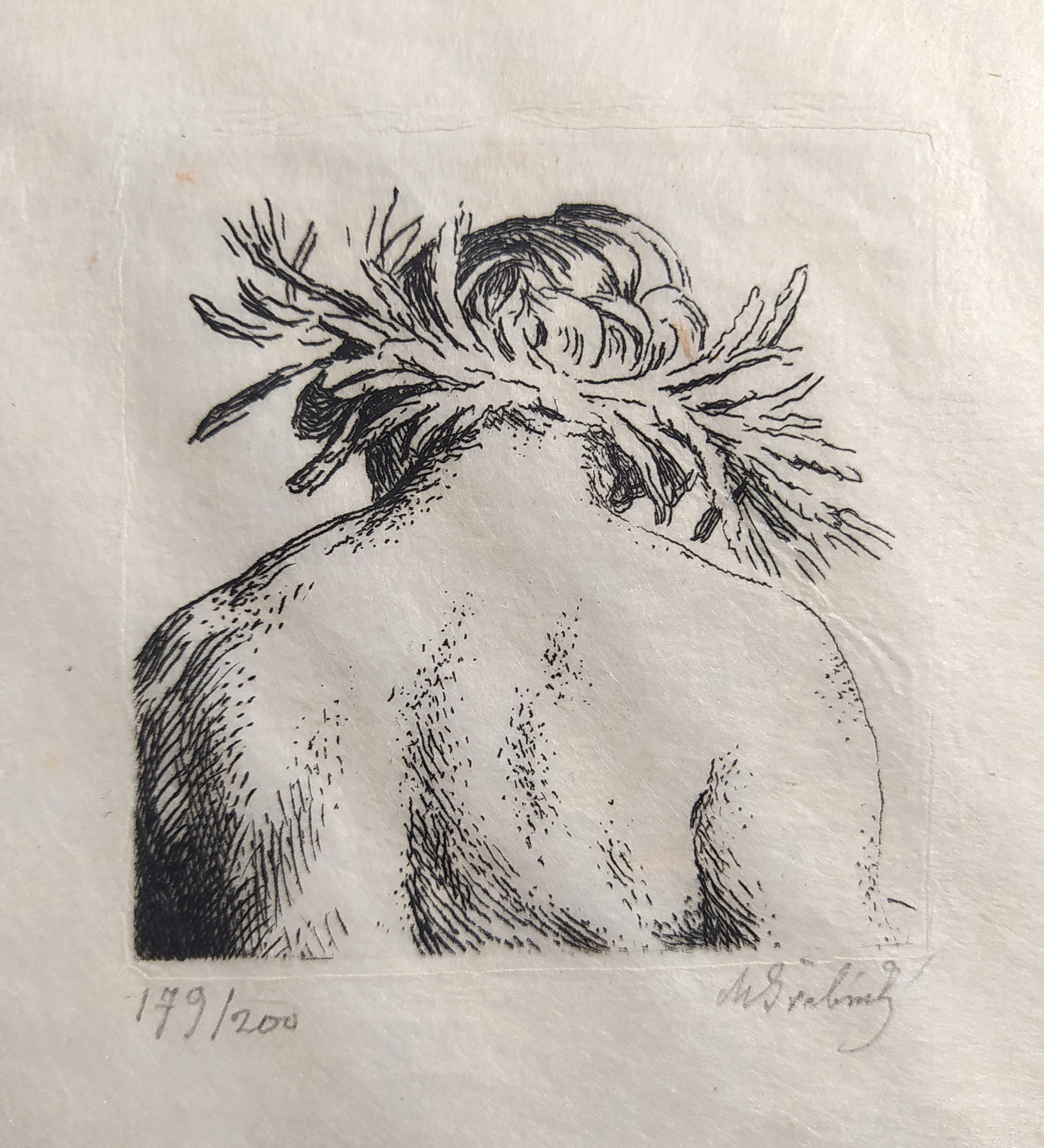 Švabinský Max – Studie ženské hlavy, číslovaný lept na japanu, 179/200, 1921