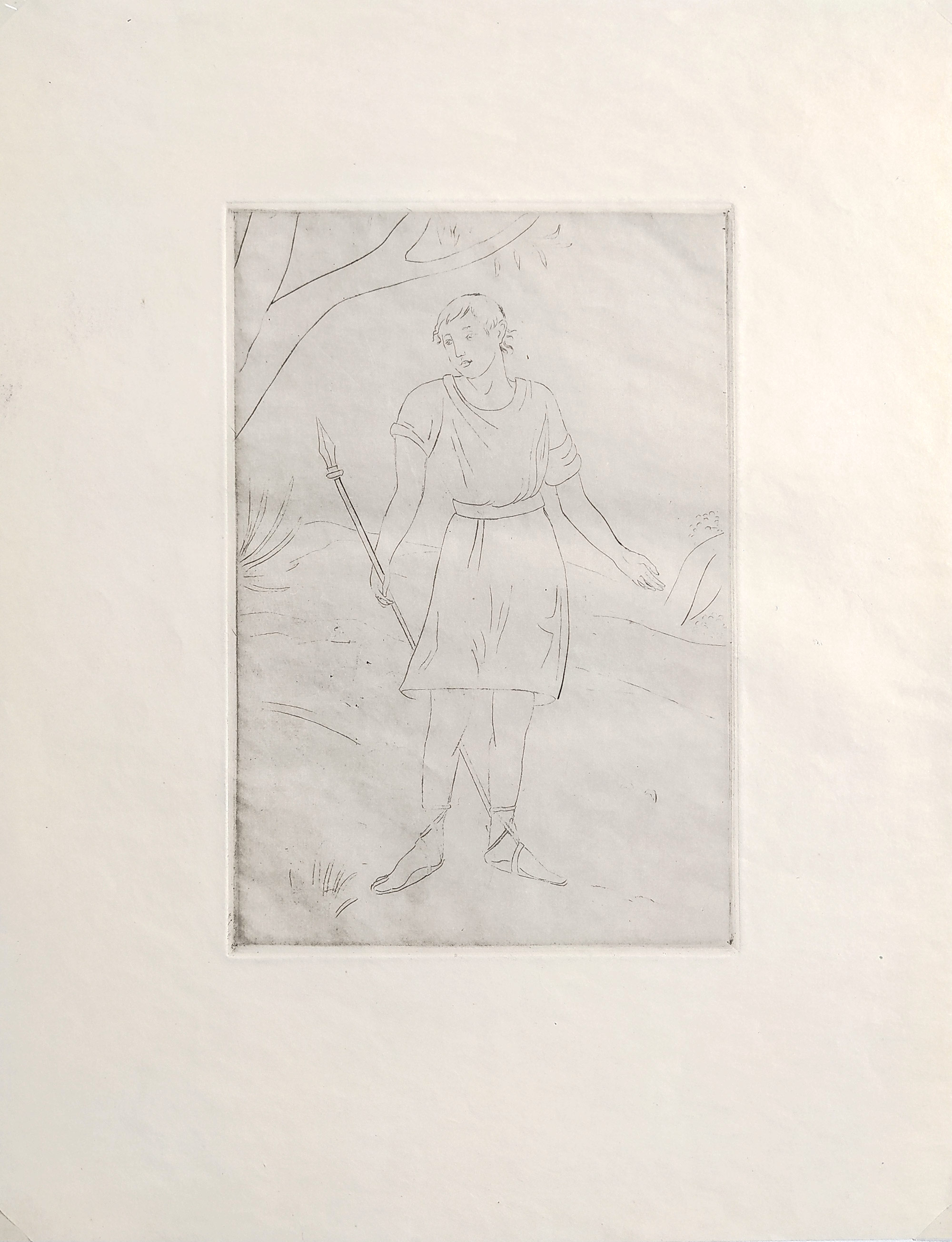 Kubín Otakar – Jeune homme / Mladý muž, suchá jehla na olejovaném papíře, nedatováno