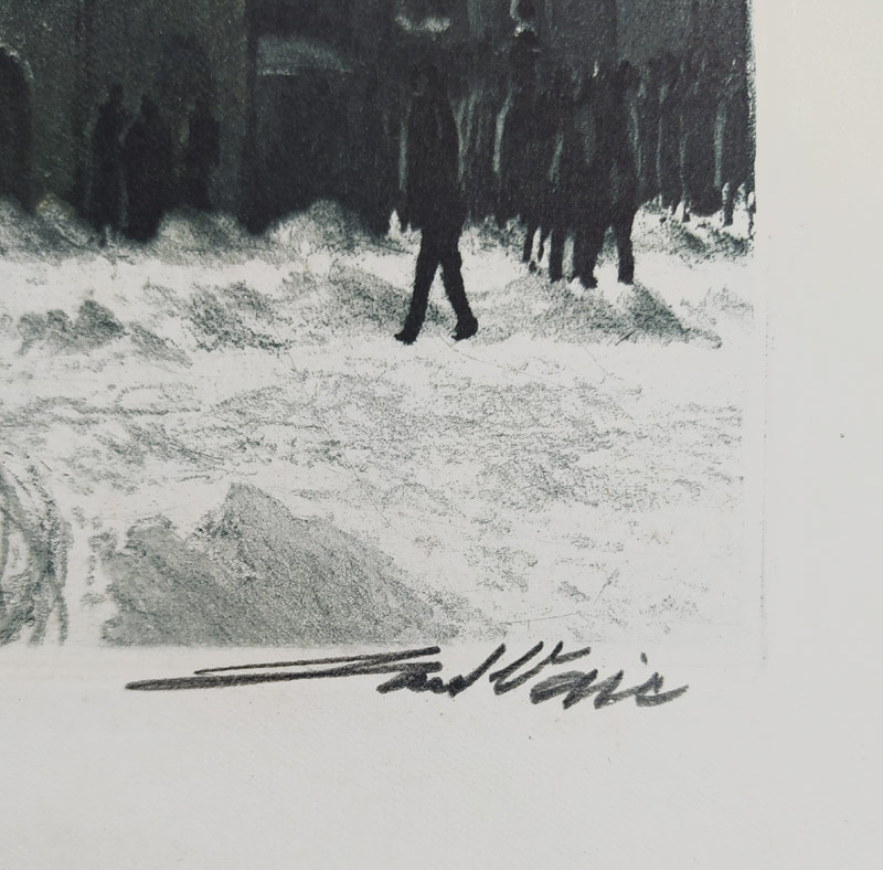 Vaic Josef – Praha, Chrám svatého Mikuláše, autorský list, lept s akvatintou, ca 1930