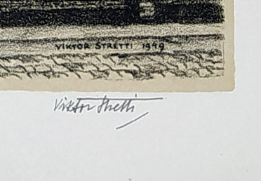 Stretti Viktor – Praha, Václavské náměstí, původní litografie s podtiskem, 1949