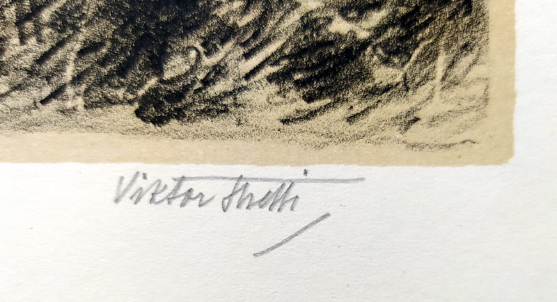 Stretti Viktor – Praha, Pohled na Prahu z Letné, původní litografie s podtiskem, 1949