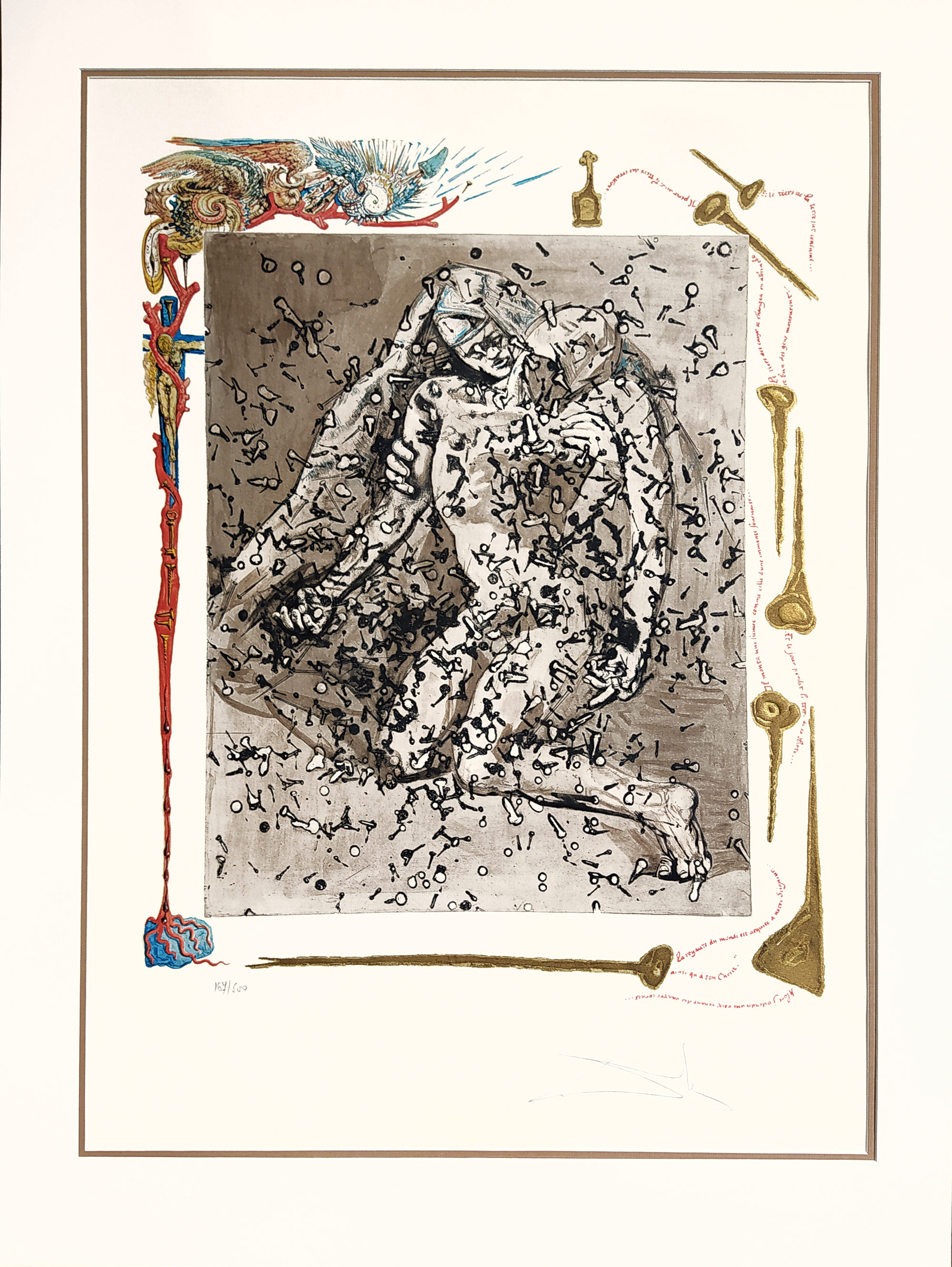 Dalí Salvador – Pieta, z cyklu L'Apocalypse de Saint Jean, původní litografie se zlatým potiskem, 1961