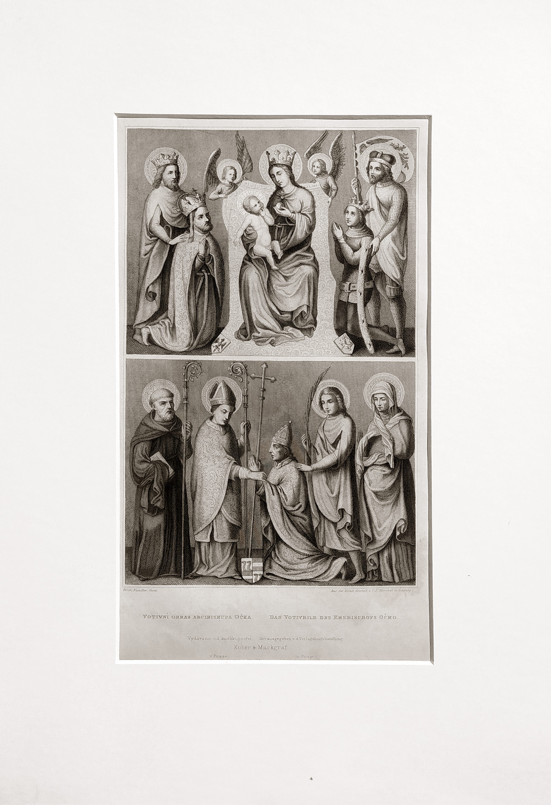 Praha – NG, Votivní obraz Jana Očka z Vlašimi, Adolf Fesca, původní oceloryt, 1860