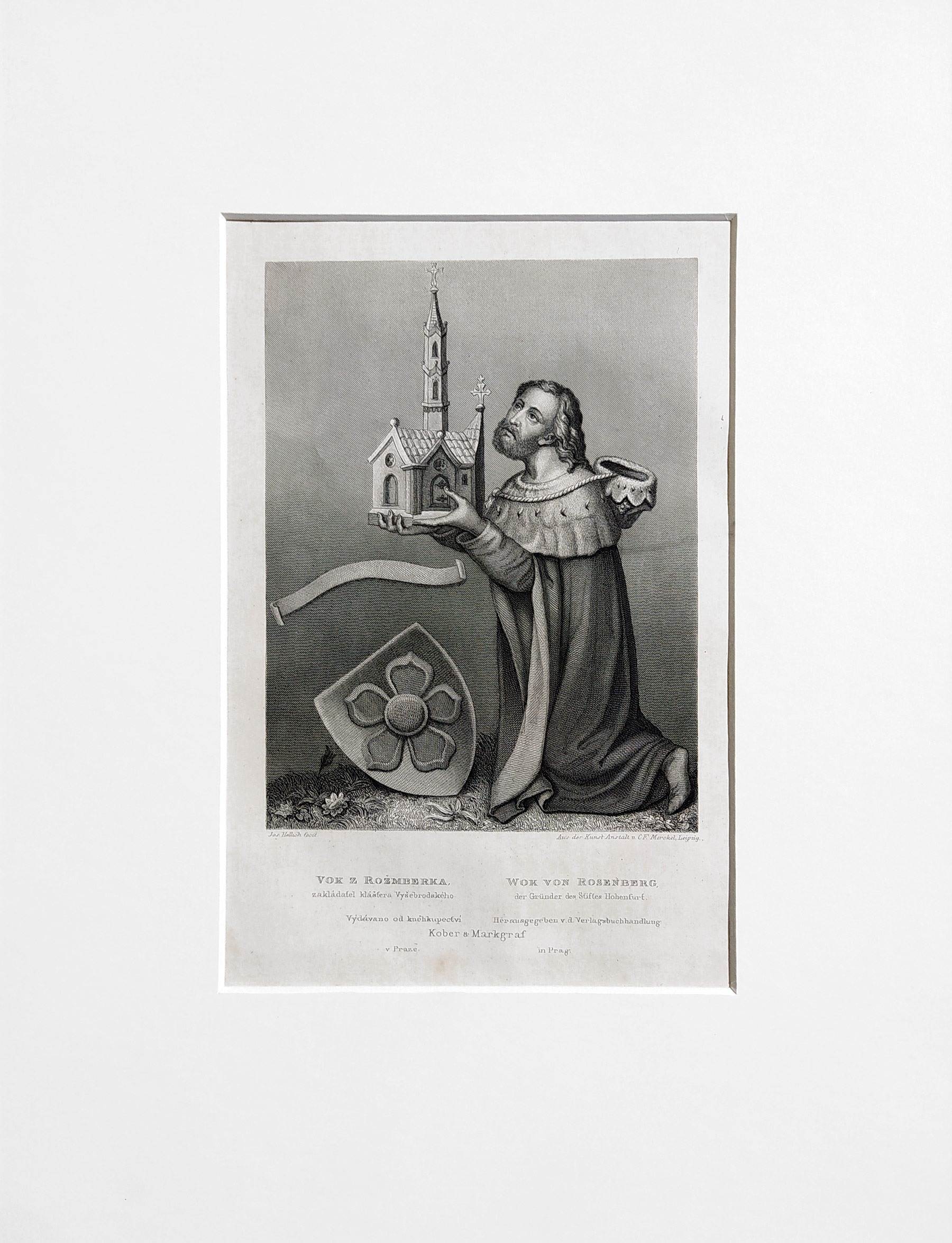 Petr Vok z Rožmberka – J. V. Hellich, původní oceloryt, 1860