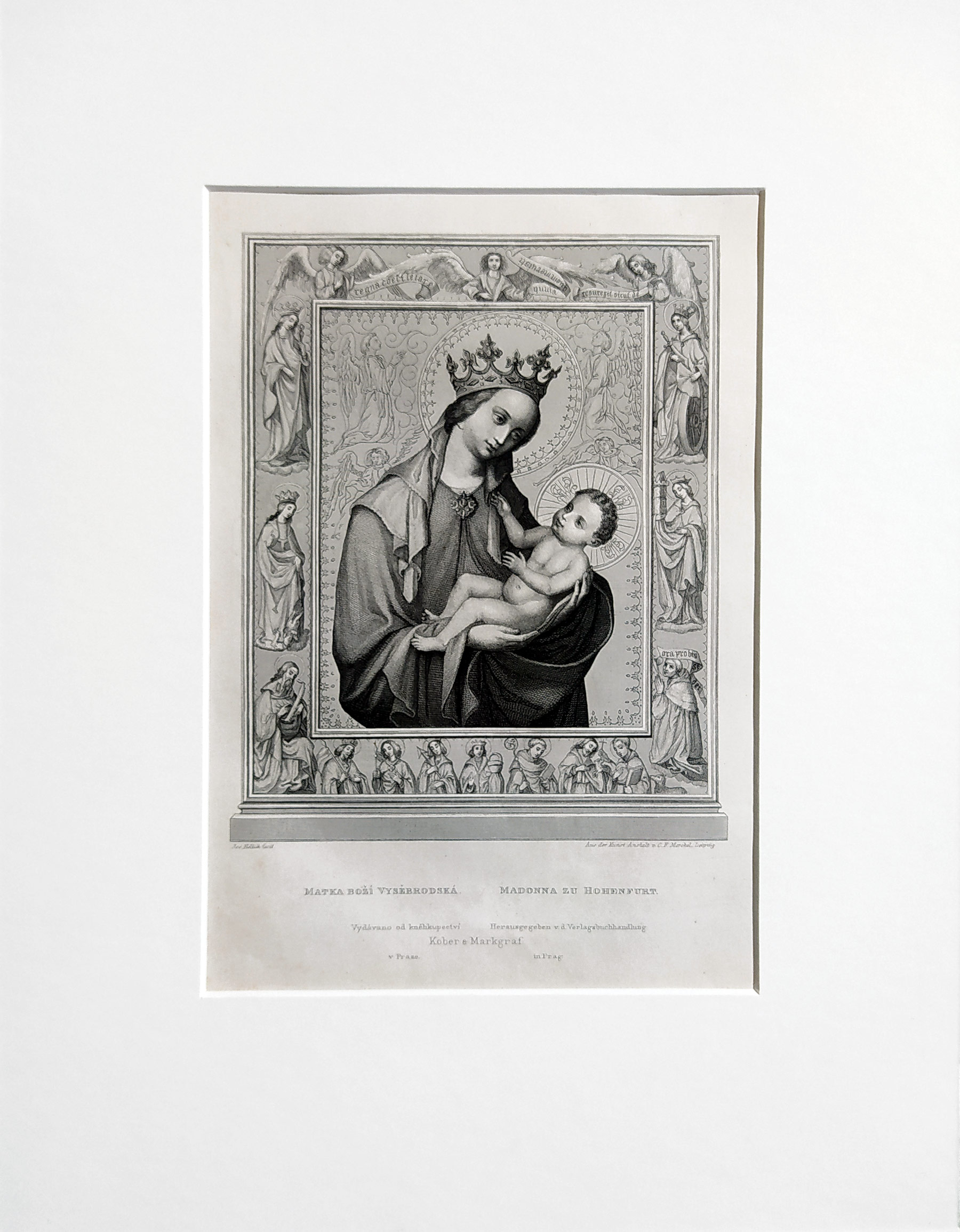 Vyšší Brod – Vyšebrodská madona, J. V. Hellich, původní oceloryt, 1860