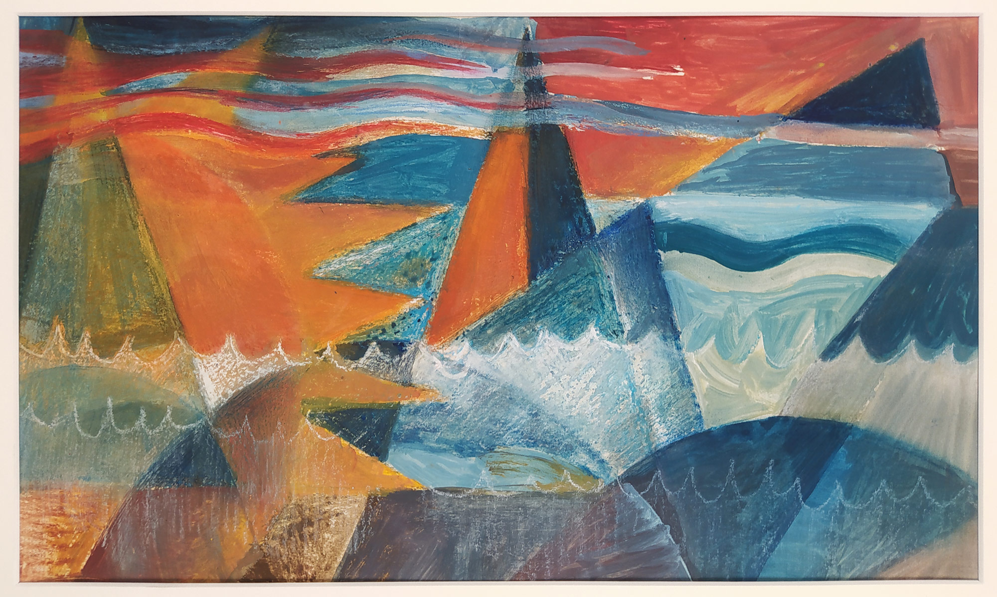 Tylečková Zdeňka / Tyleček – Abstraktní krajina, malba, tempera a suchý pastel, nedatováno