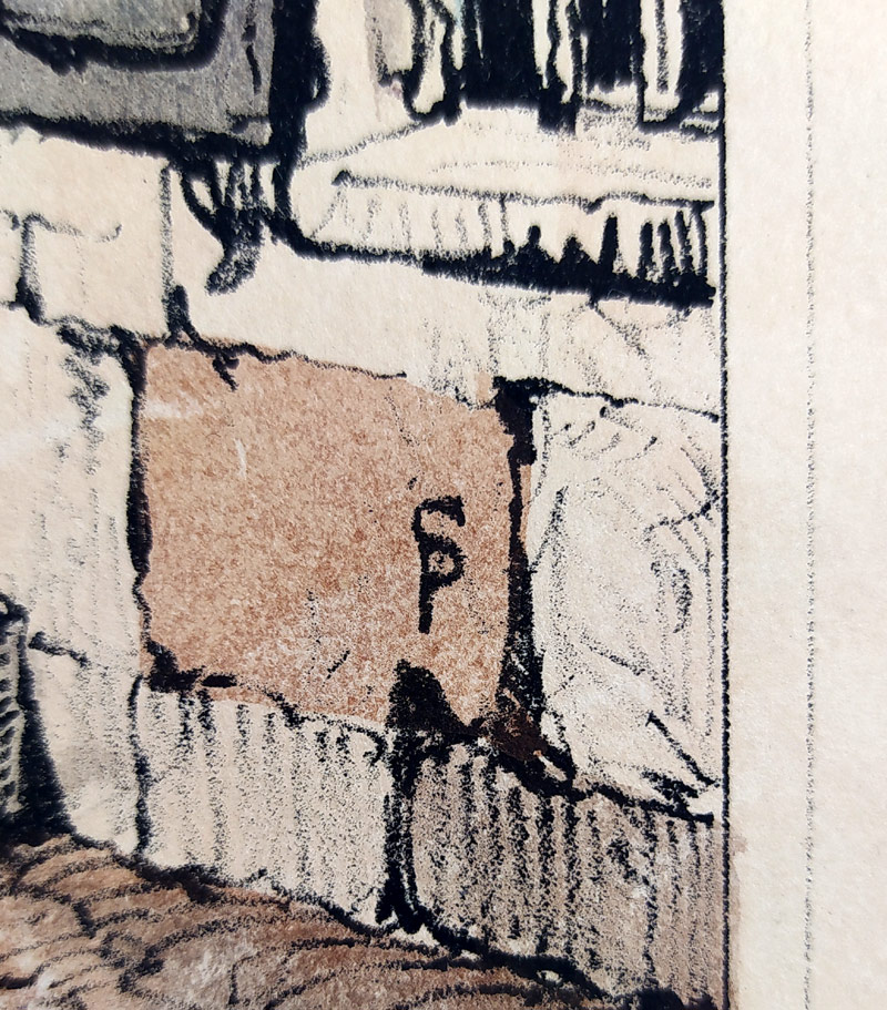 Praha, Týnský chrám – Samuel Prout, staře kolorovaná původní litografie, 1833