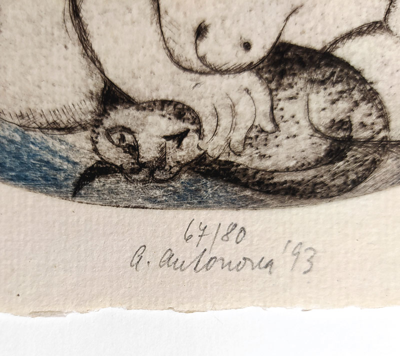 Antonová Alena – Ex libris Karel Petrán, lept a suchá jehla, číslováno 67/80, 1993