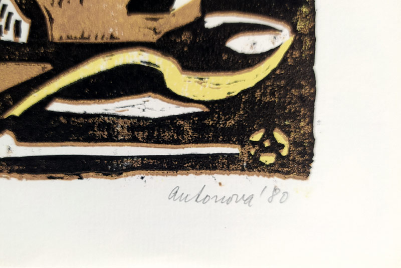 Antonová Alena – Zátiší, barevný linoryt, číslováno 29/100, 1980