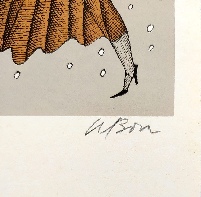 Born Adolf – Houslista, signovaná barevná serigrafie, autorský tisk, ca 1980