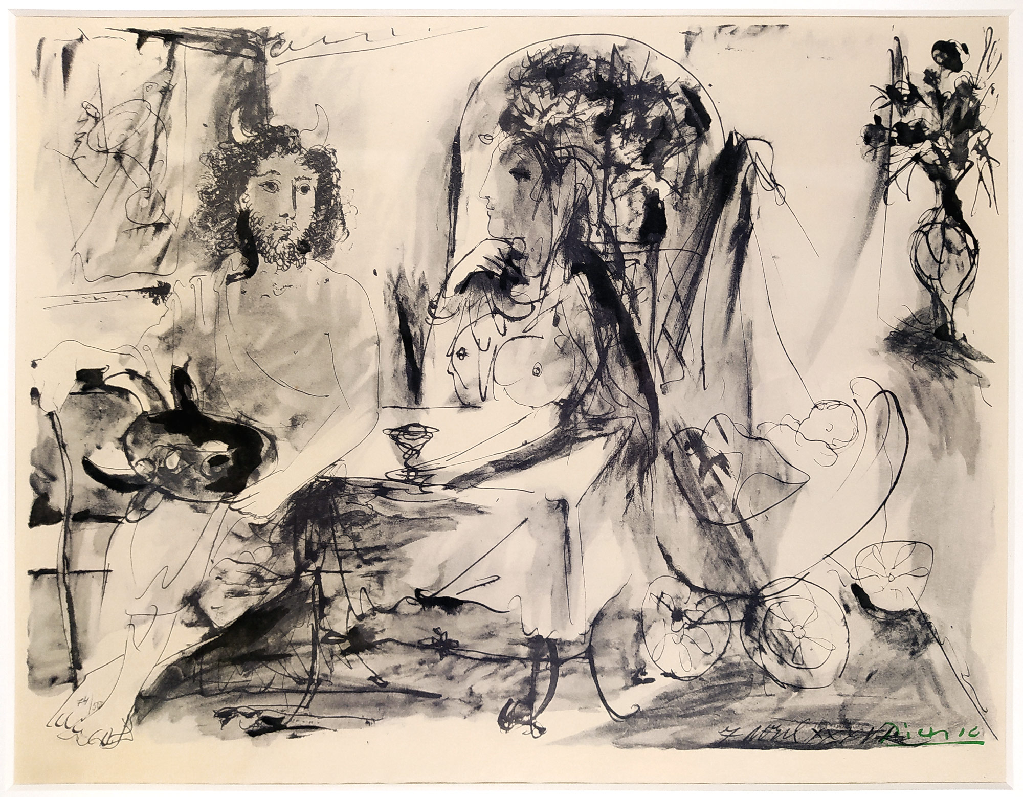 Picasso Pablo – Jeune faune, femme et enfant, číslovaná litografie 74/500, 1967