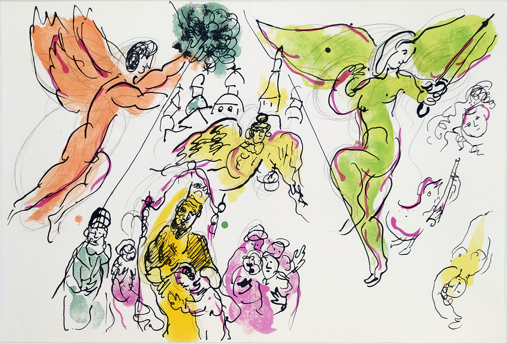 Chagall Marc – Maquette pour le plafond de l'Opéra Garnier: „Boris Godounov“, Moussorgski, litografie, 1963