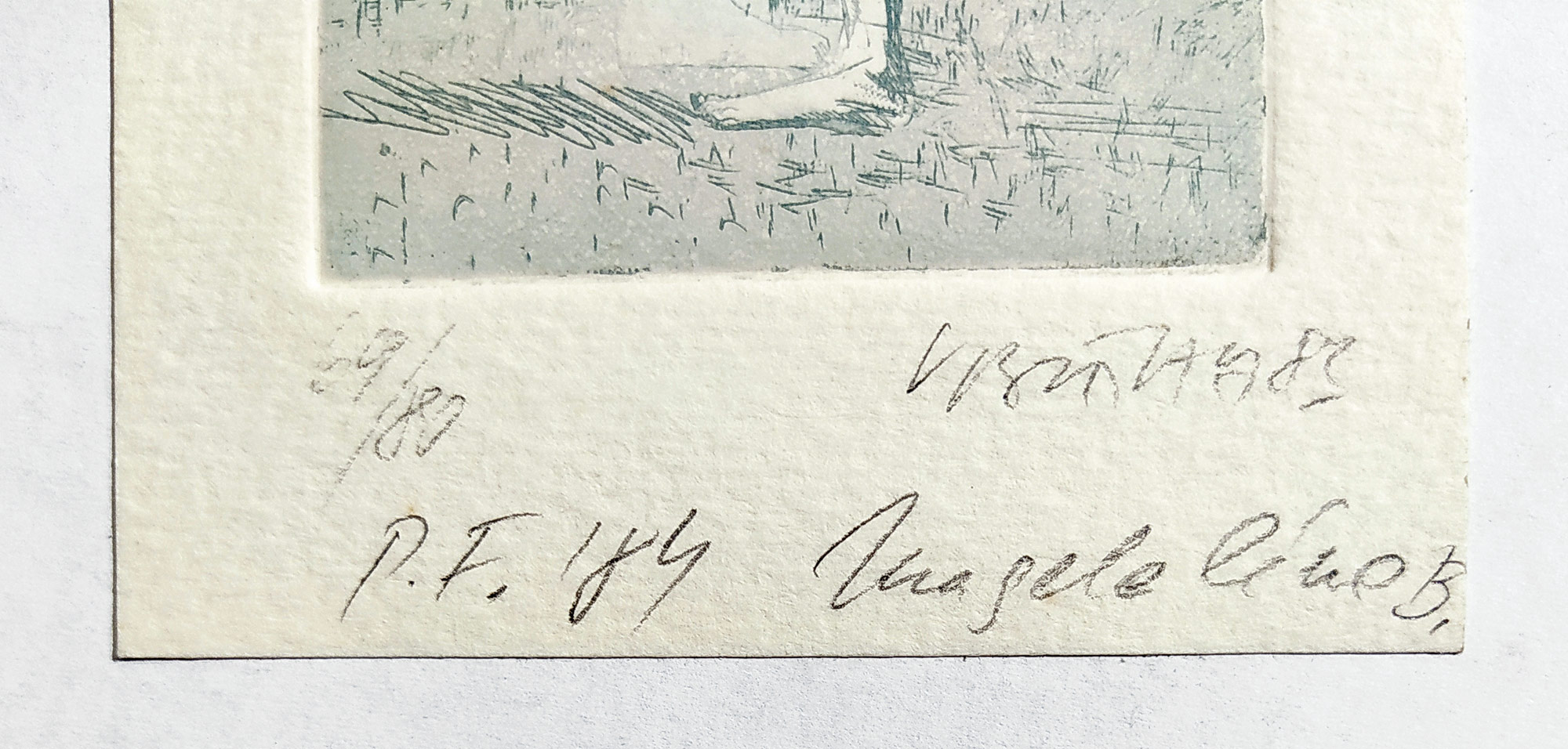 Válová Jitka – Figury v pohybu, lept a suchá jehla s barevným podtiskem, č. 69/80, 1983