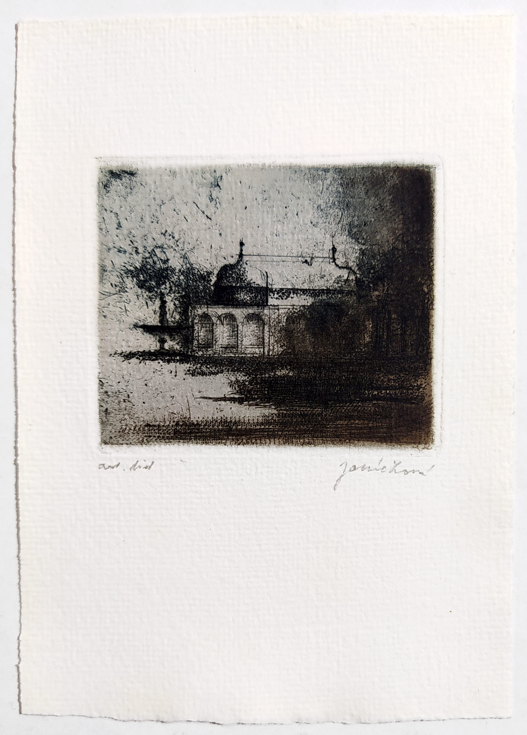 Janíčková Eva – Letohrádek, barevný lept, autorský tisk, nedatováno