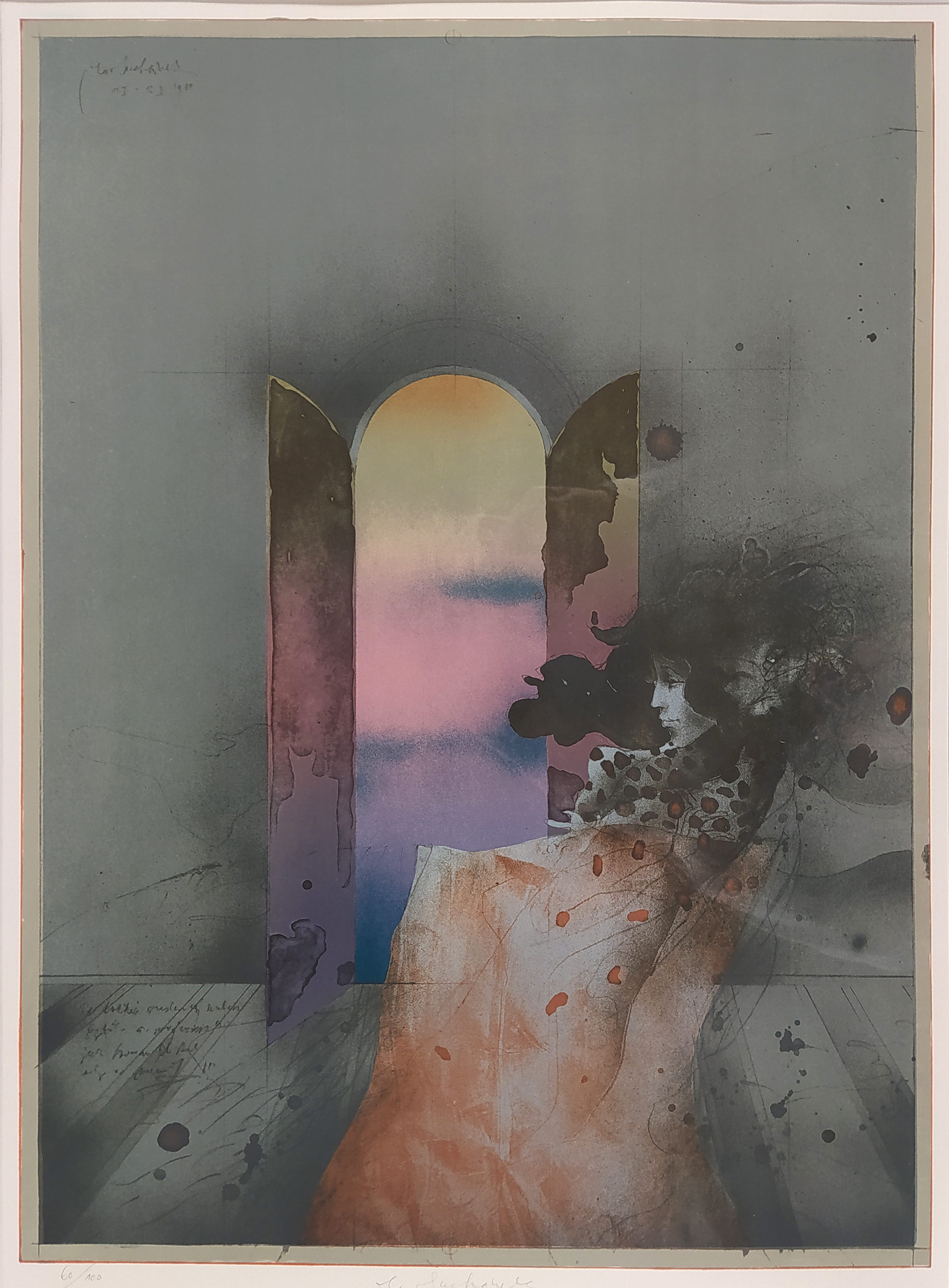 Suchánek Vladimír – Šedá samota, velkoformátová barevná litografie, č. 60/100, 1988