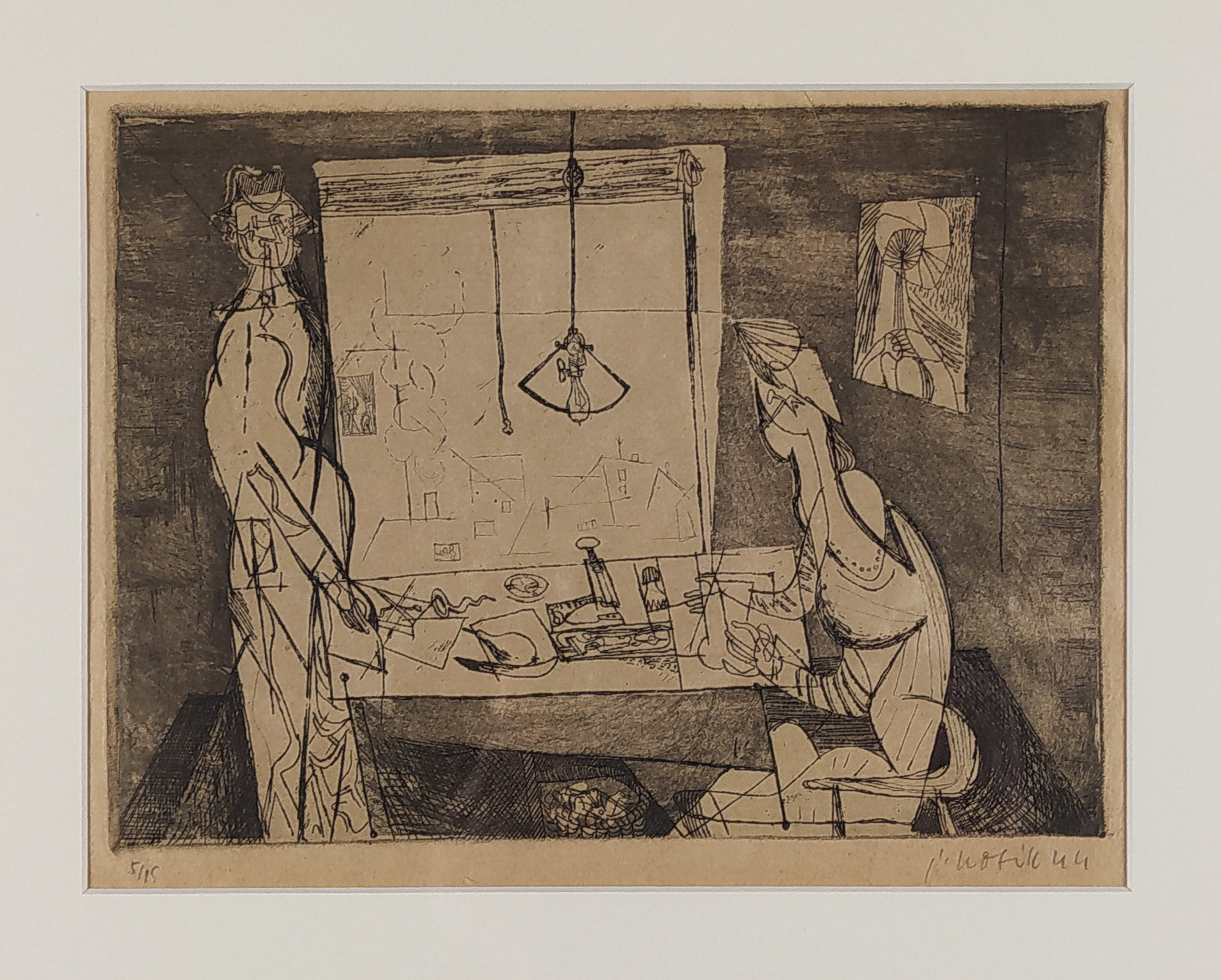 Kotík Jan – V ateliéru, původní lept, číslováno 5/15, 1944