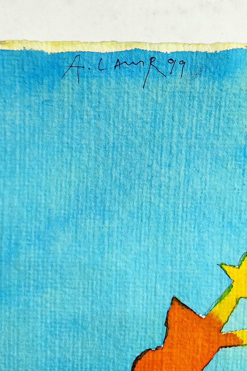Lamr Aleš – Krasobruslení, akvarelem kolorovaná kresba tuší, 1999
