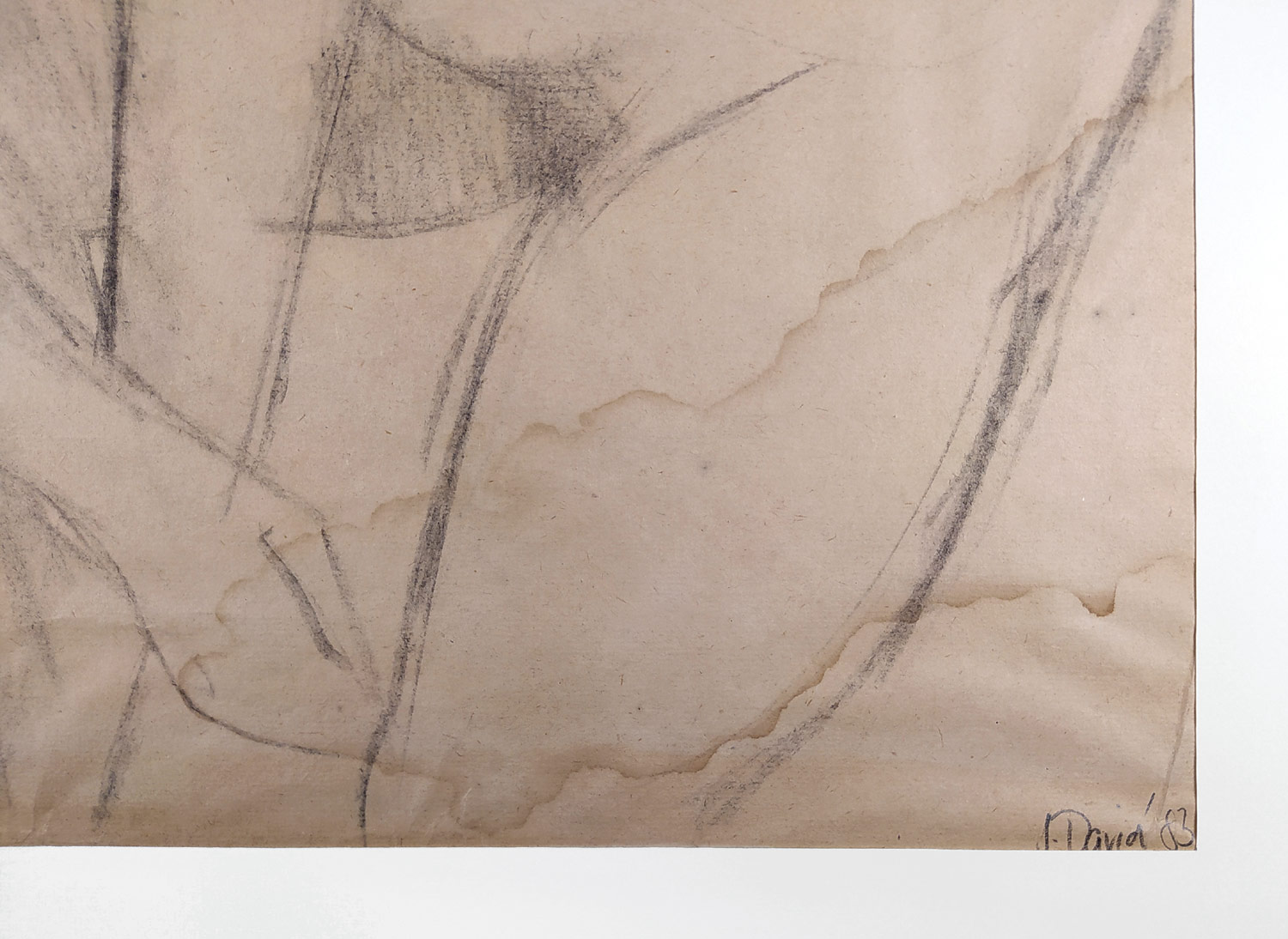 David Jiří – Zdena, sedící akt, kresba uhlem, 1983