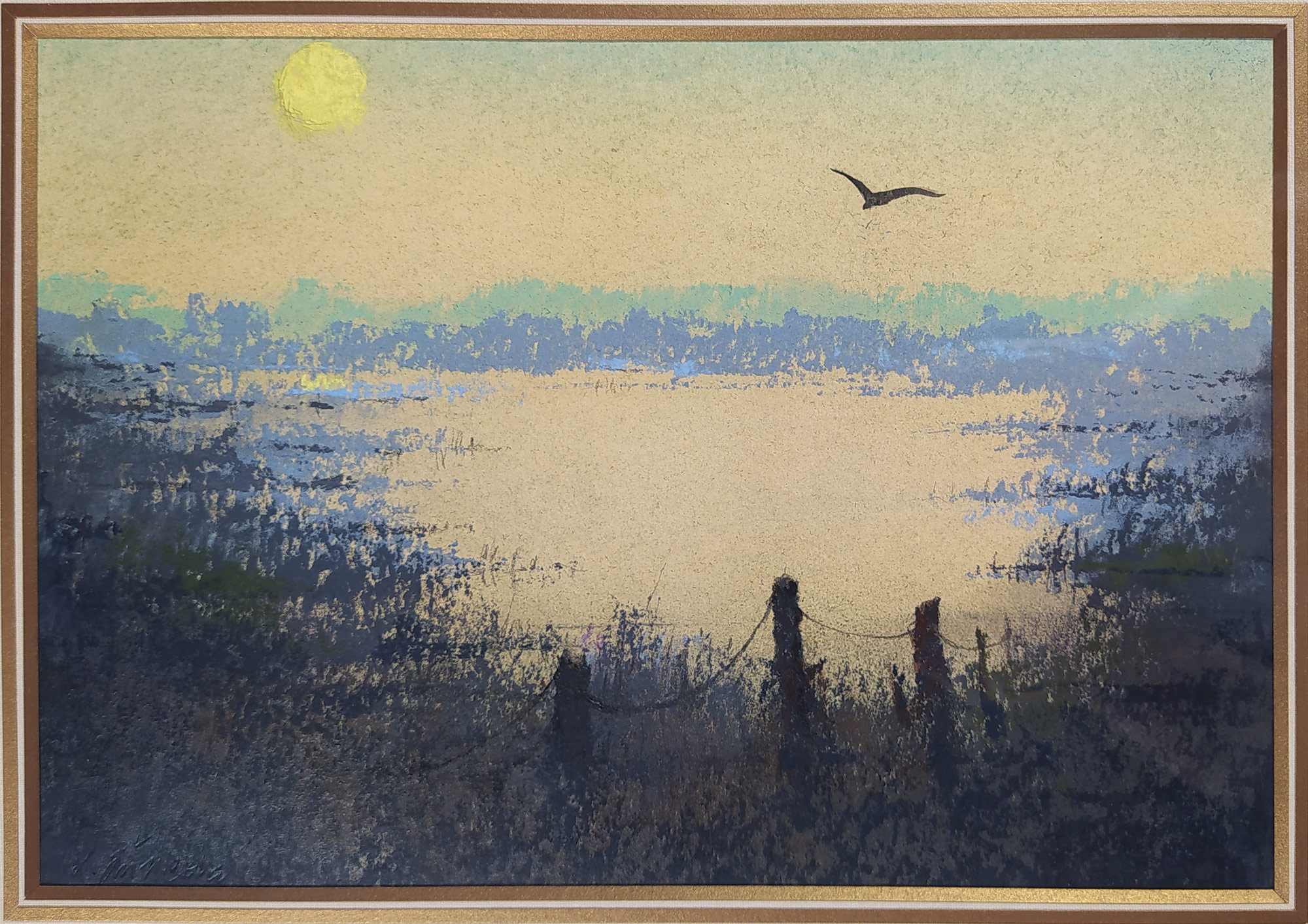 Jiřincová Ludmila – Měsíc nad řekou, kombinovaná technika, suchý pastel a kvaš, 1956