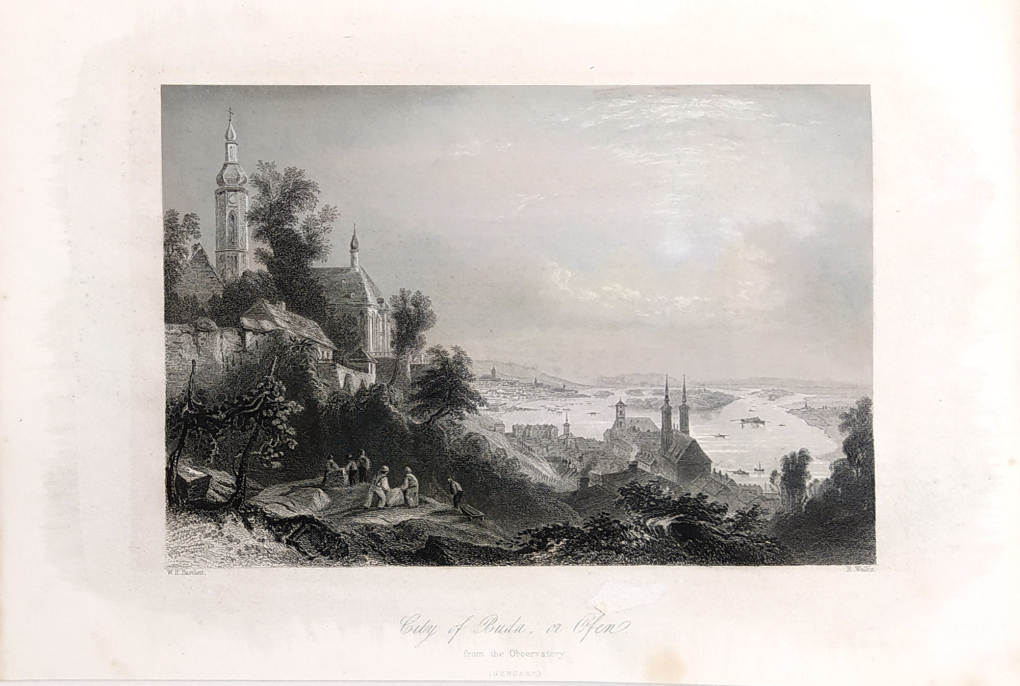 Budín, Budapešť – City of Buda, or Ofen, R. Wallis, původní oceloryt, ca 1840