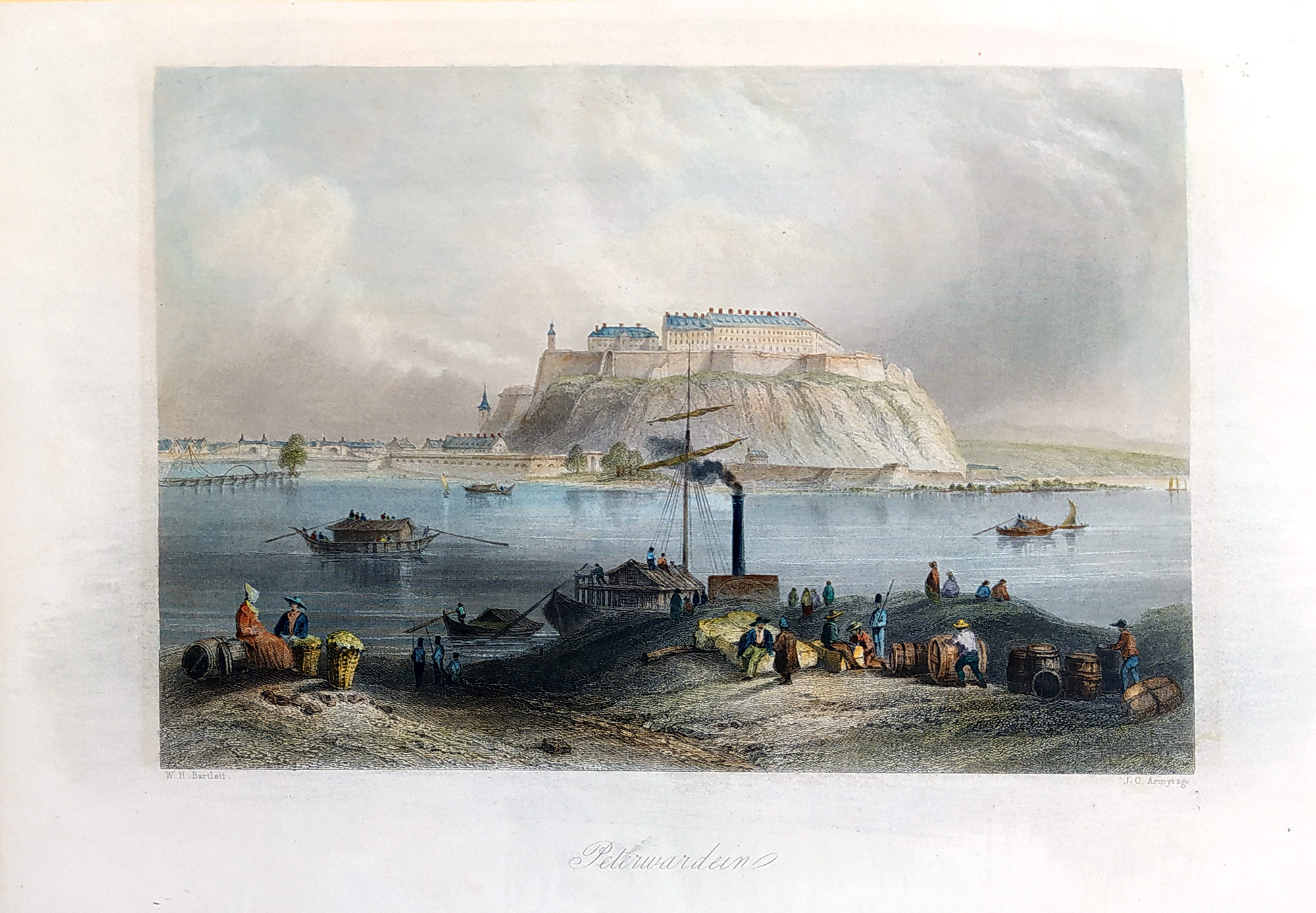 Petrovaradín – Peterwardein, J. C. Armytage, kolorovaný oceloryt, ca 1840