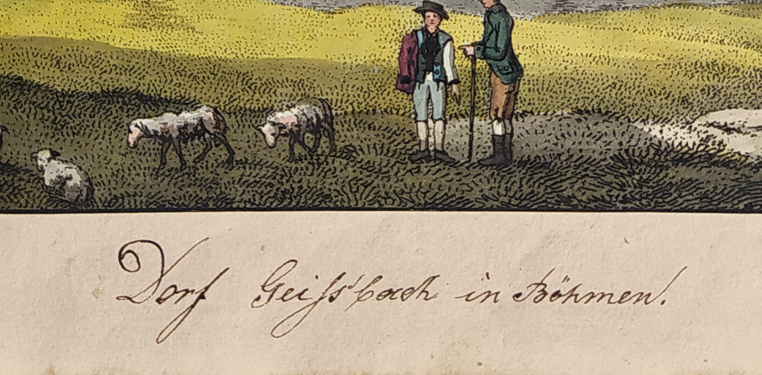 Vlásenice – Fr. K. Wolf, staře kolorovaný lept, 1801–1807