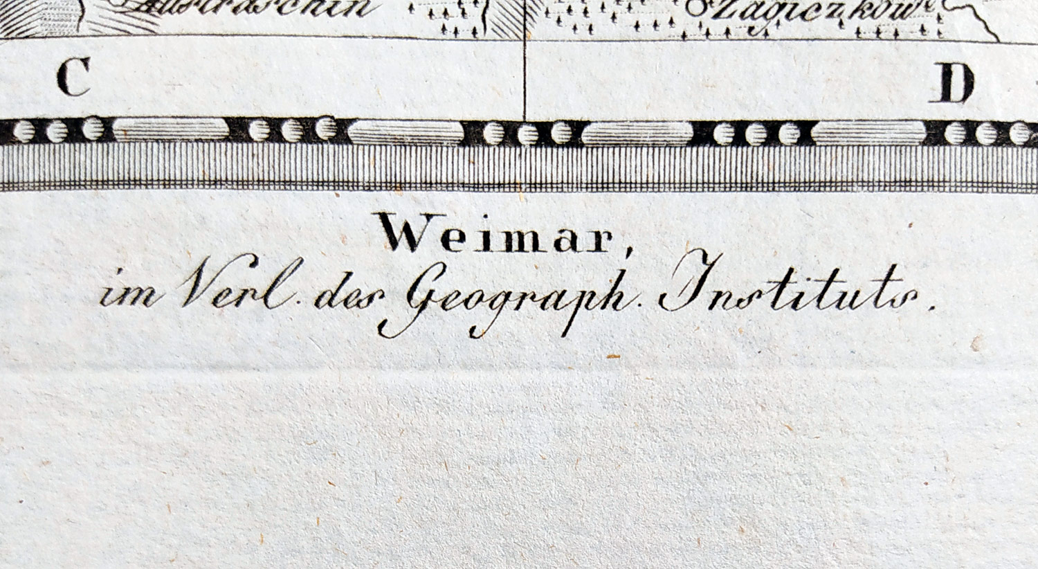 Vysočina – Geographisches Institut Weimar, původní mědiryt, 1807