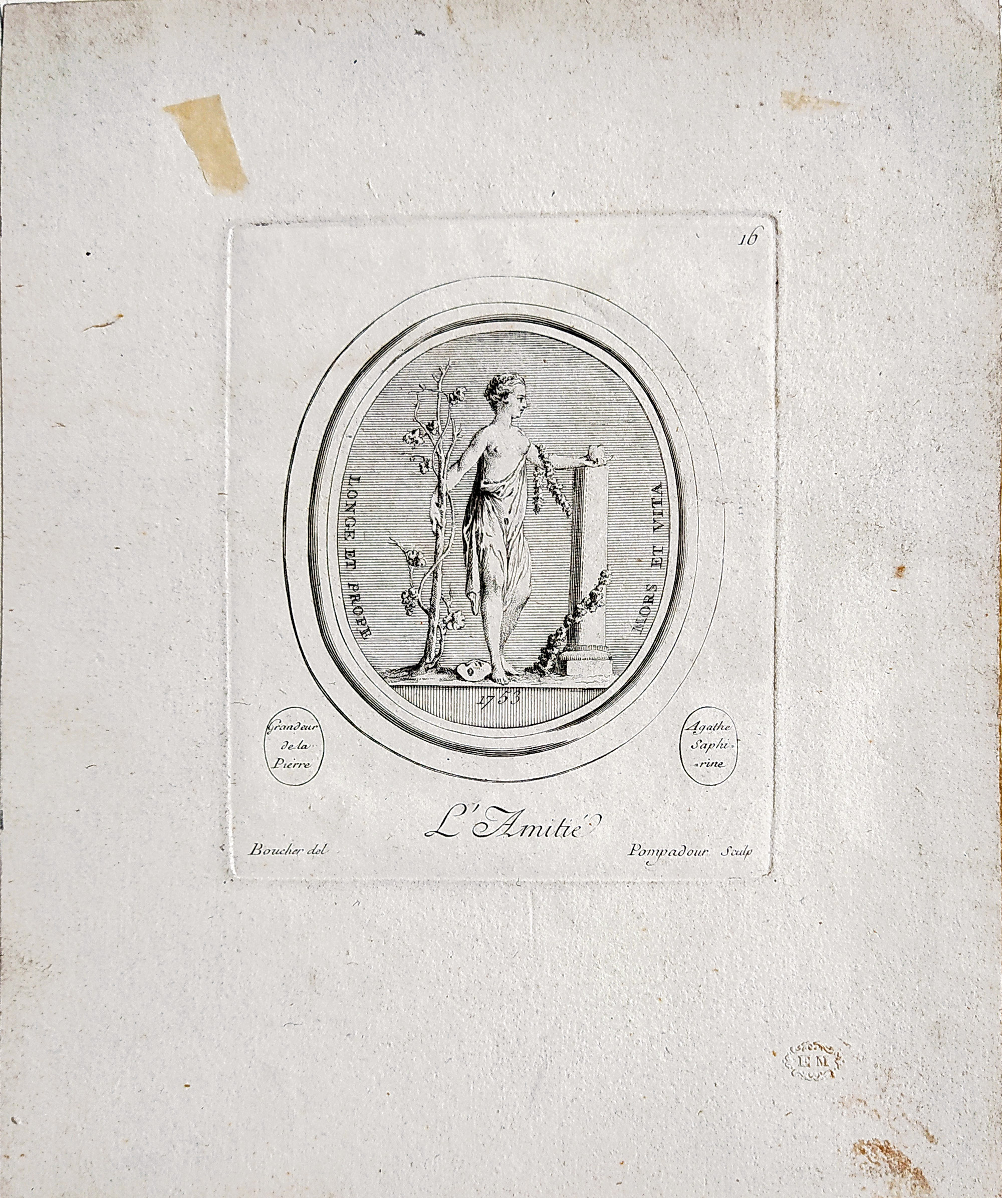 Madame Pompadour – Únos Déianeiry, Plate 37, původní lept, ca 1775