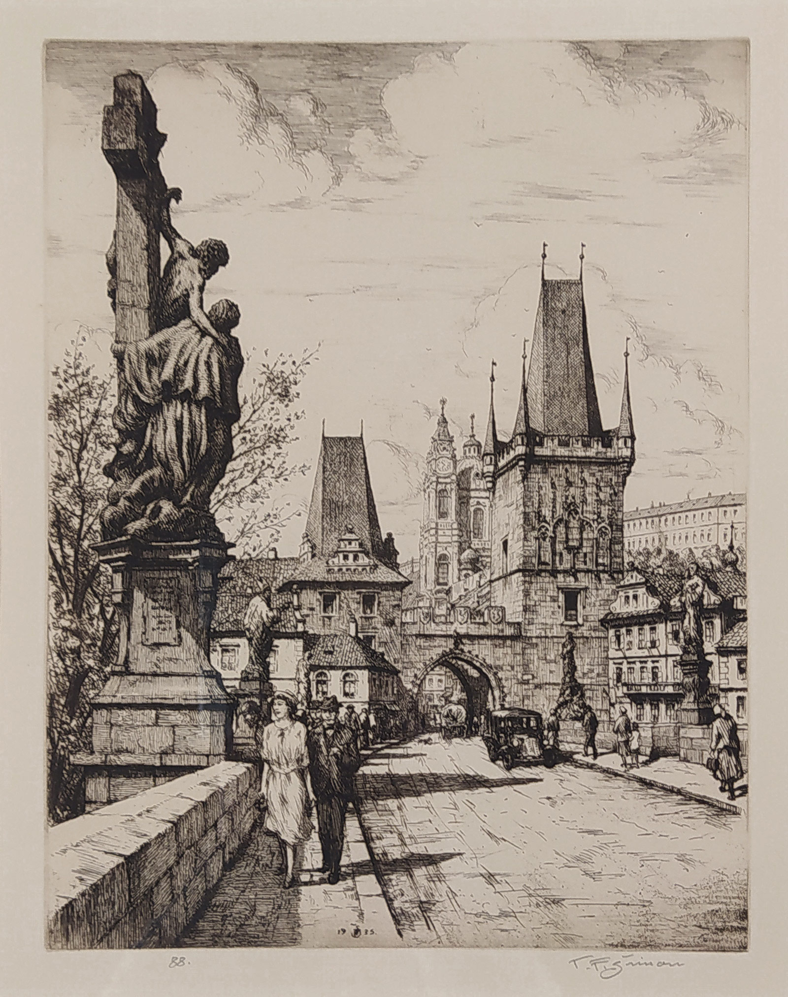 Šimon Tavík František – Sousoší Sv. Luitgardy na Karlově mostě, původní lept, 1935
