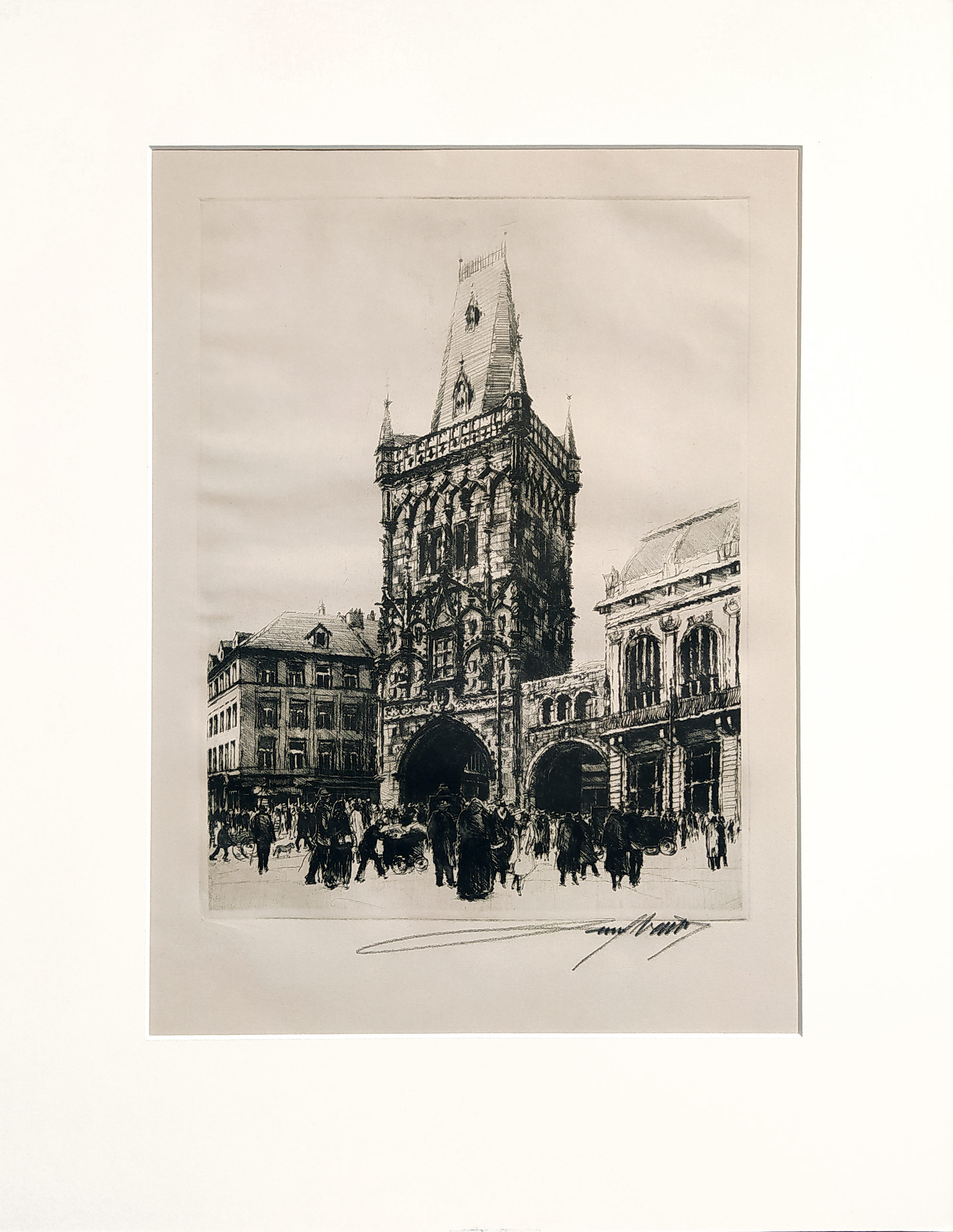 Vaic Josef – Praha, Prašná brána, původní lept, 1927