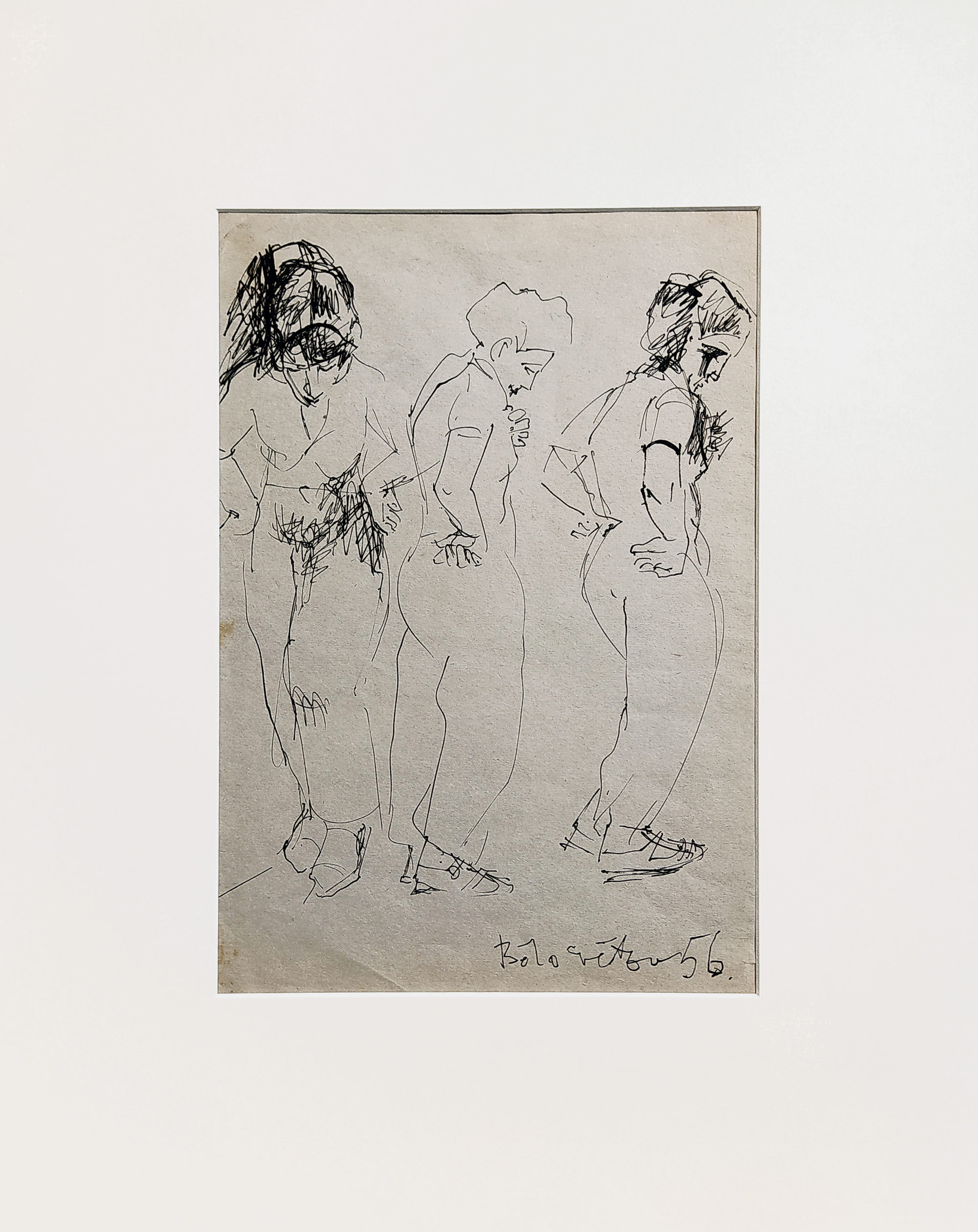 Bělocvětov Andrej – Studie ženy, signovaná kresba tuší, 1956
