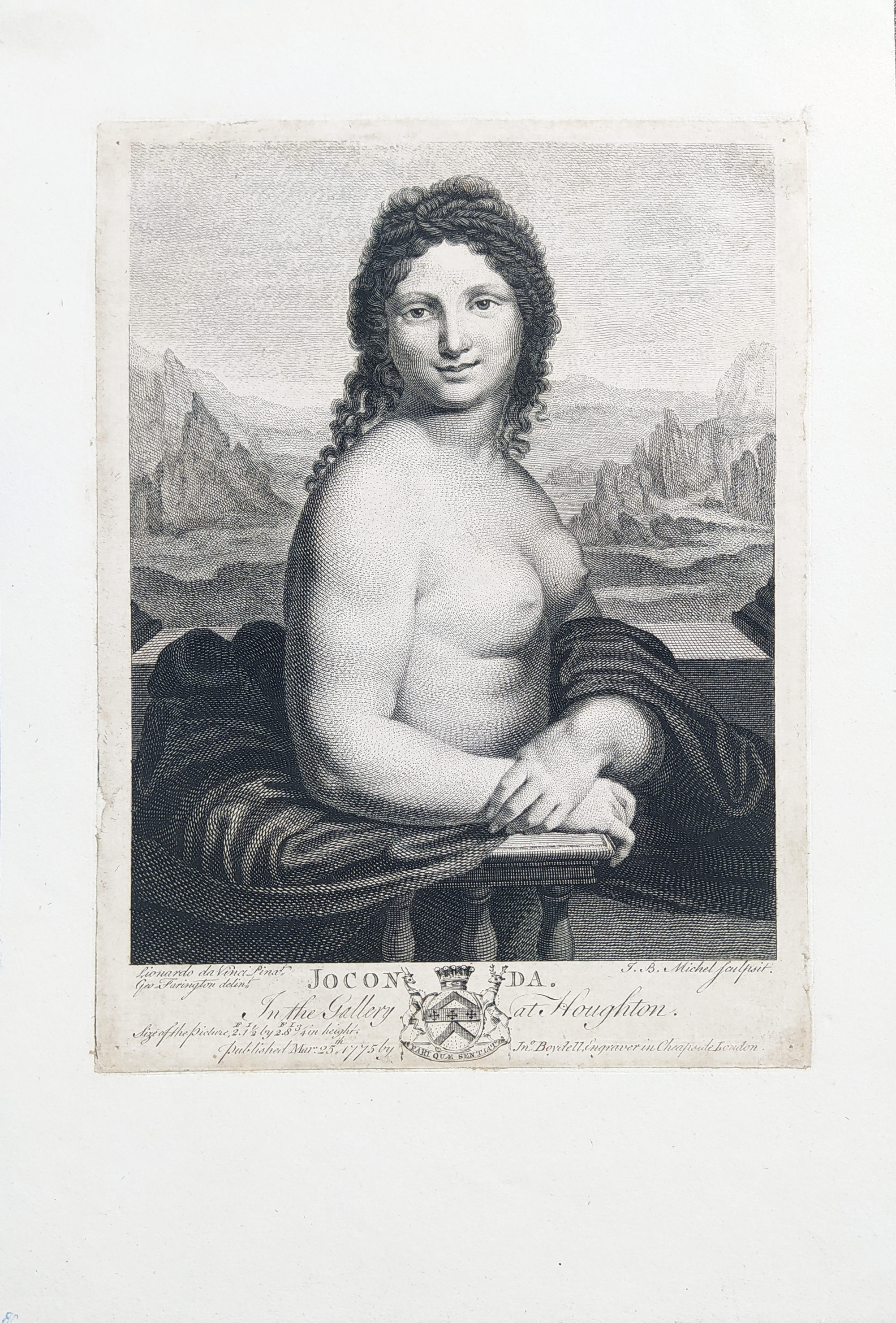 da Vinci, Leonardo; Michel, Jean Baptiste – La Joconde nue, původní lept, mědiryt, 1774