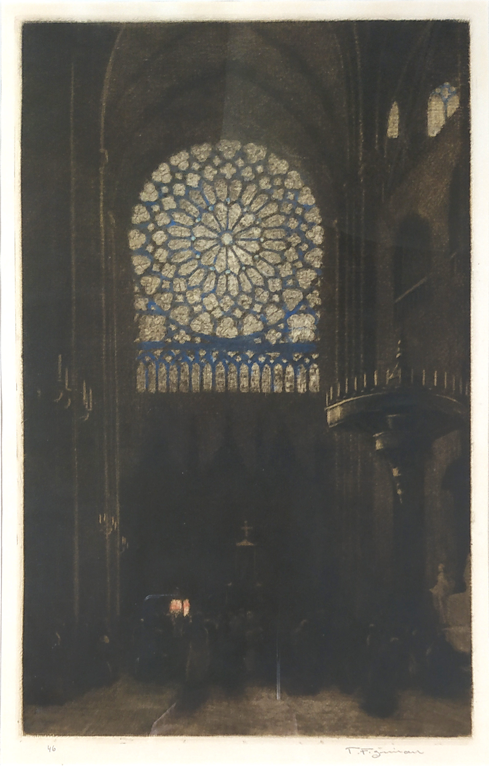 Šimon Tavík František – Rozeta Notre-Dame v Paříži, barevný lept, 1922