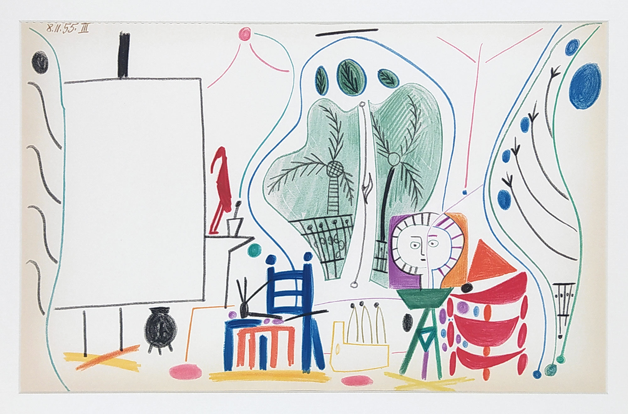 Picasso Pablo – Atelier „La Californie“, Cannes 8. 11. 1955, barevná litografie, 1955