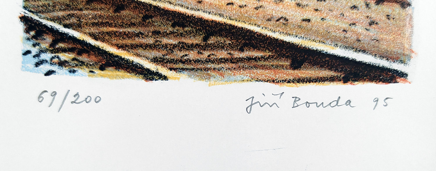 Bouda Jiří – Dieselová lokomotiva řady 710, Rosnička, původní barevná litografie, č. 69/200, 1995