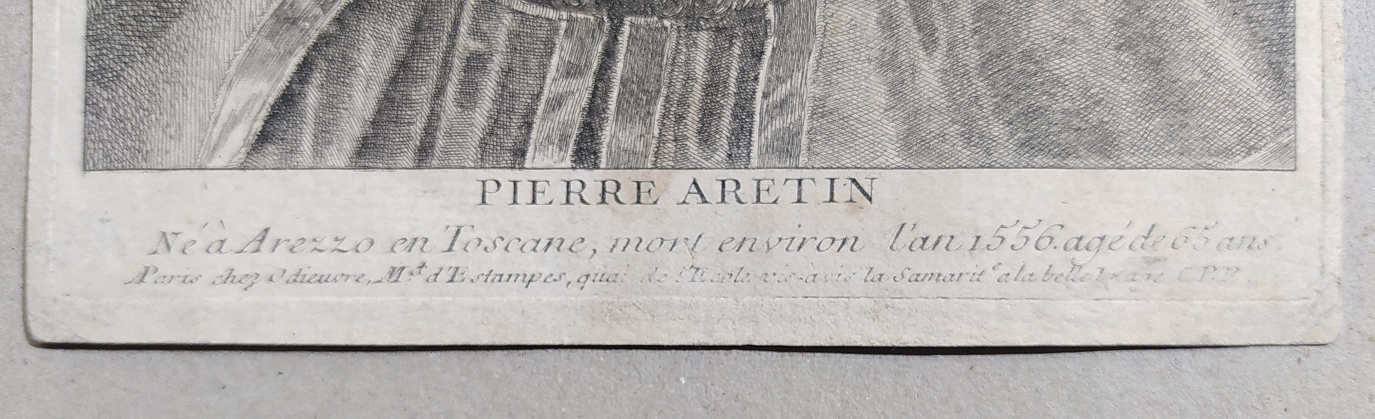 Hollar Václav – Pierre Aretin, Parthey 1346, původní mědiryt podle Tiziana, 1647