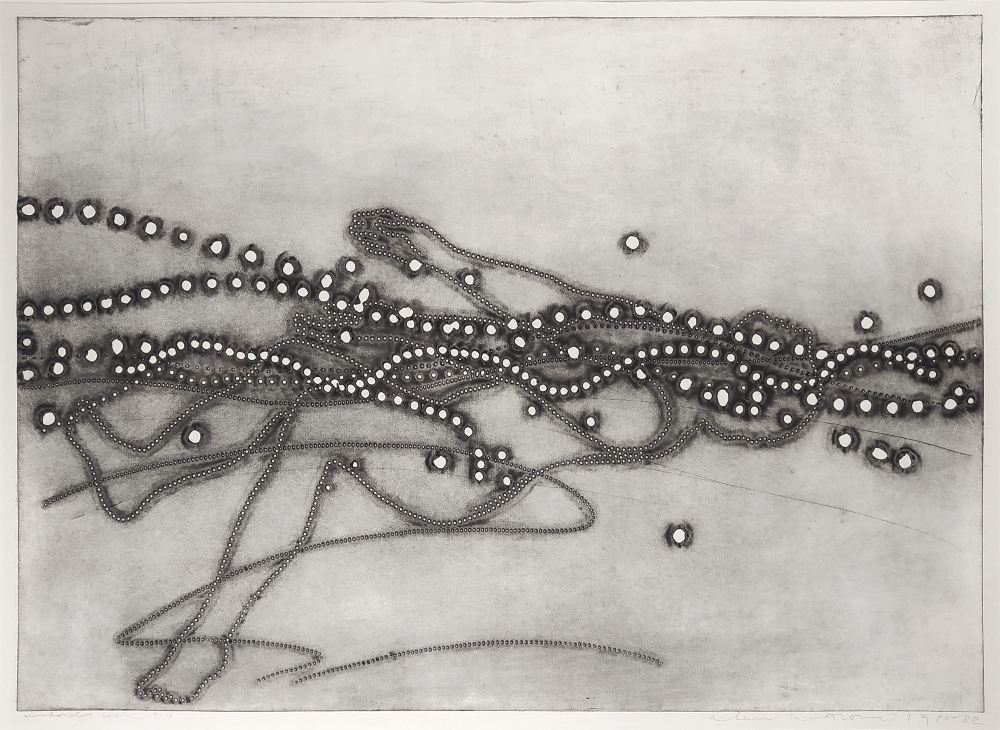 Kučerová Alena – Hladina / Water Surface, autorský tisk z perforovaného plechu, 1980–1982