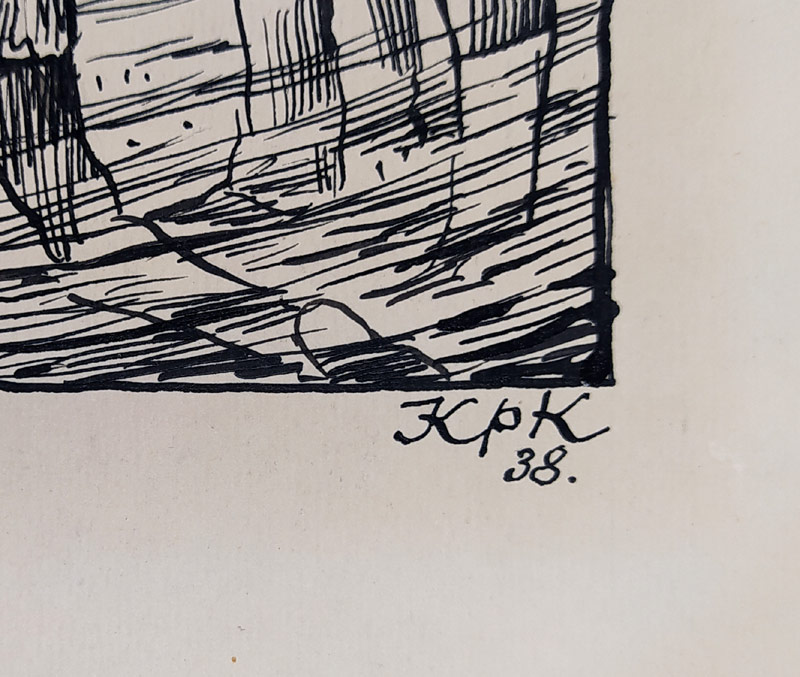 Konůpek Jan – Kristus ve Středohoří, kresba tuší, 1938