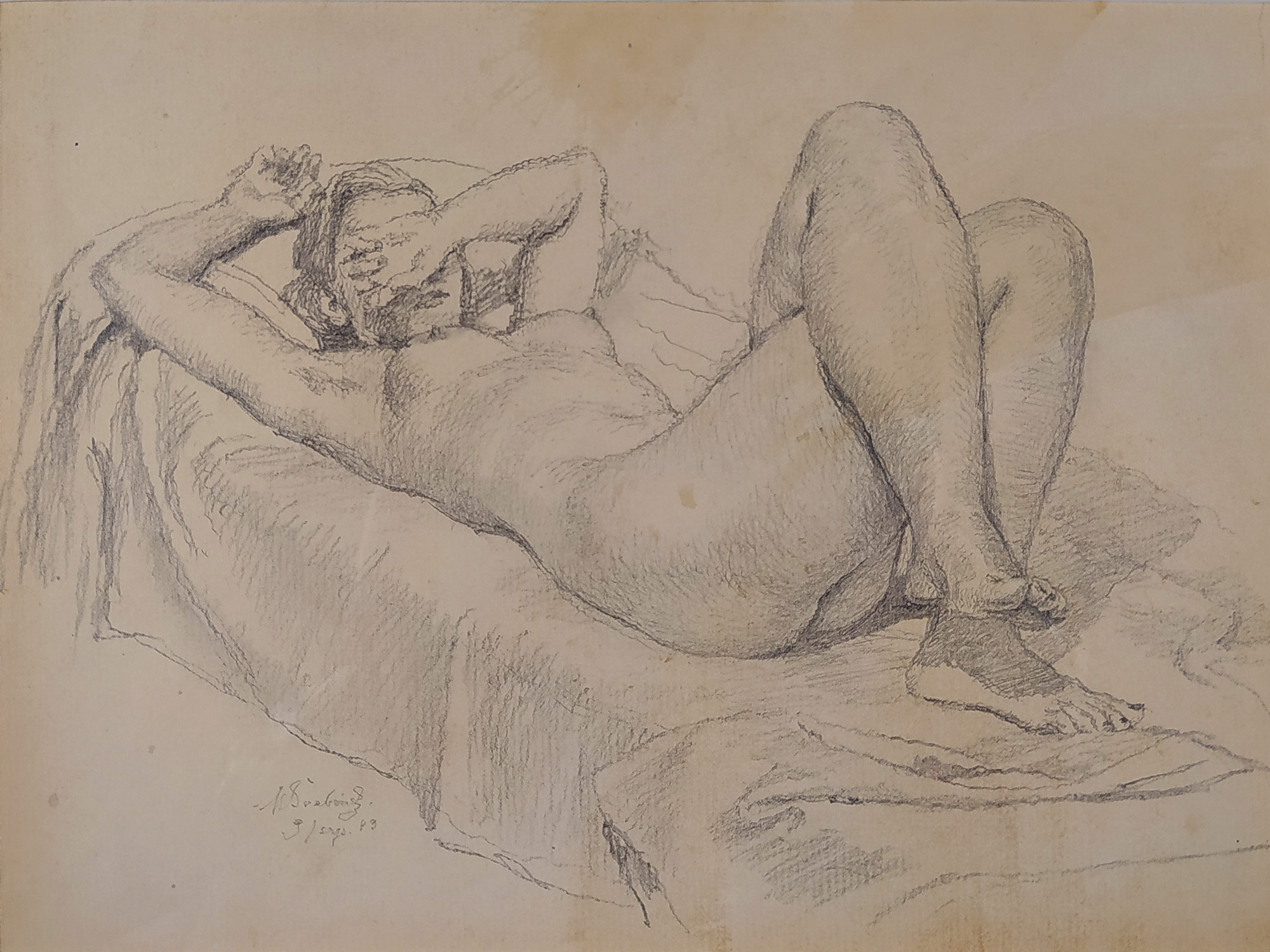 Švabinský Max – Ležící akt dívky, kresba tužkou, 1943