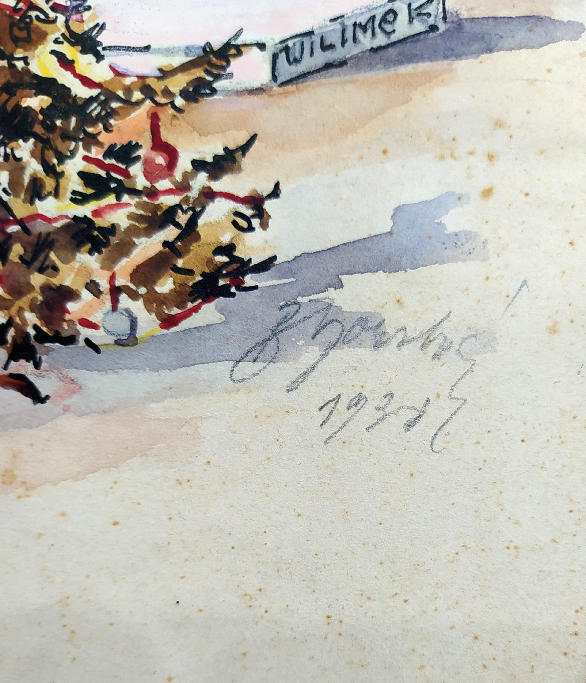 Horská–Kusá, Adolfína Božena – Vánoční motiv pro nakladatelství Vilímek, malba akvarelem, 1938