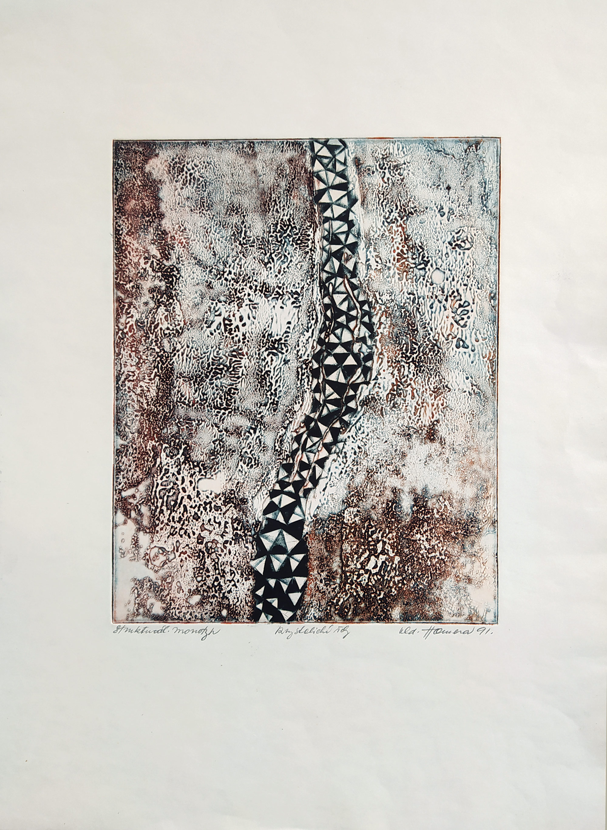 Hamera Oldřich – Krystalické řeky, strukturální monotyp, 1991