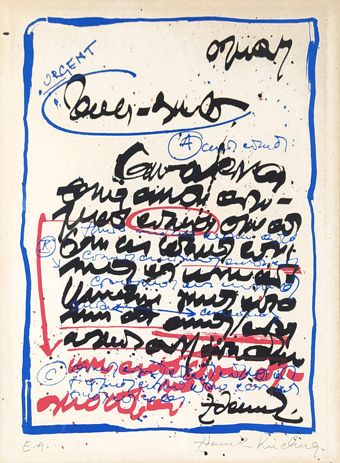 Kirchner Zdeněk – Dopis, Paříž, barevná litografie, autorský tisk, 80. léta 20. století